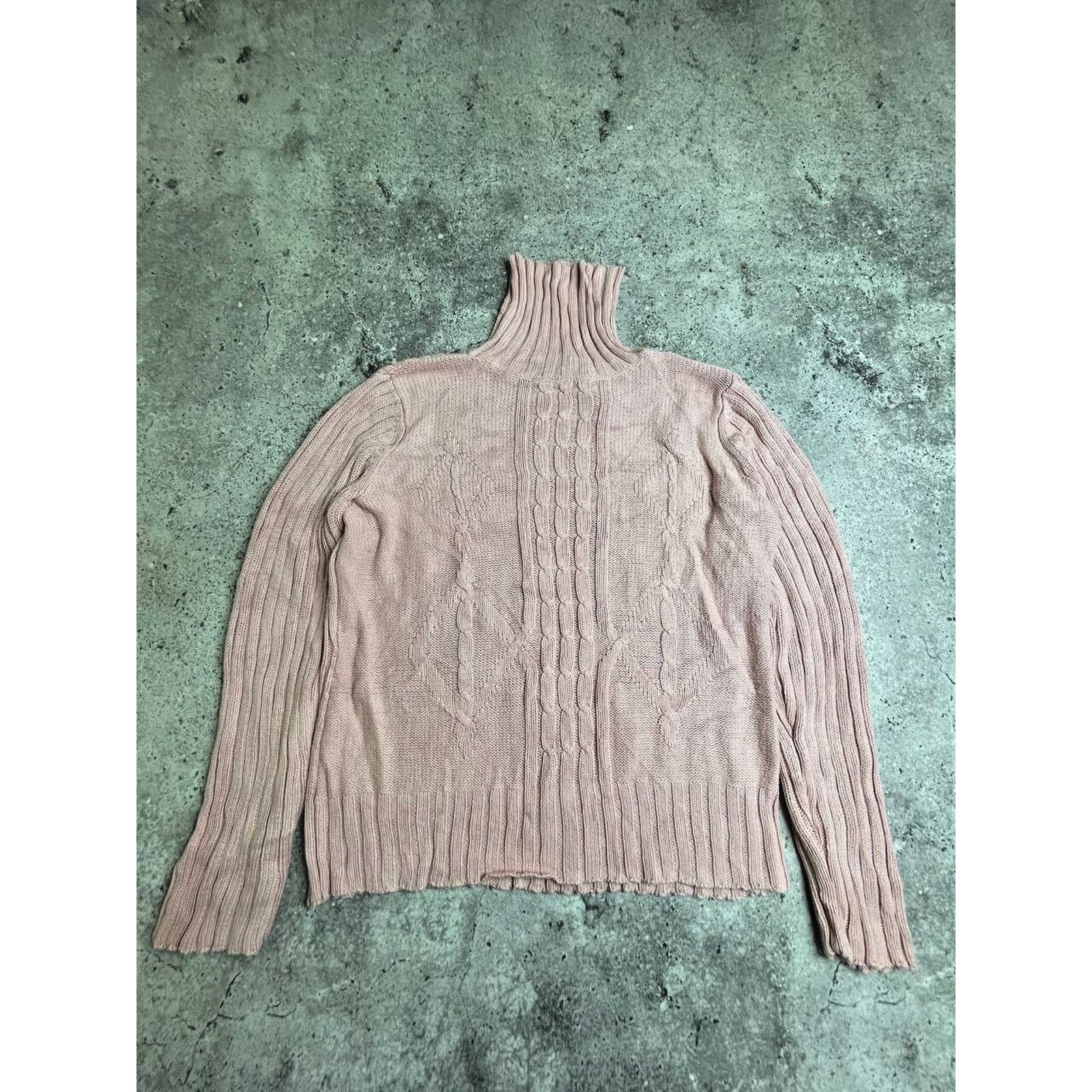 Vintage Vintage Villager Pink Turtleneck Cable Knit Sweater Size L Size M / US 6-8 / IT 42-44 - 1 Thumbnail