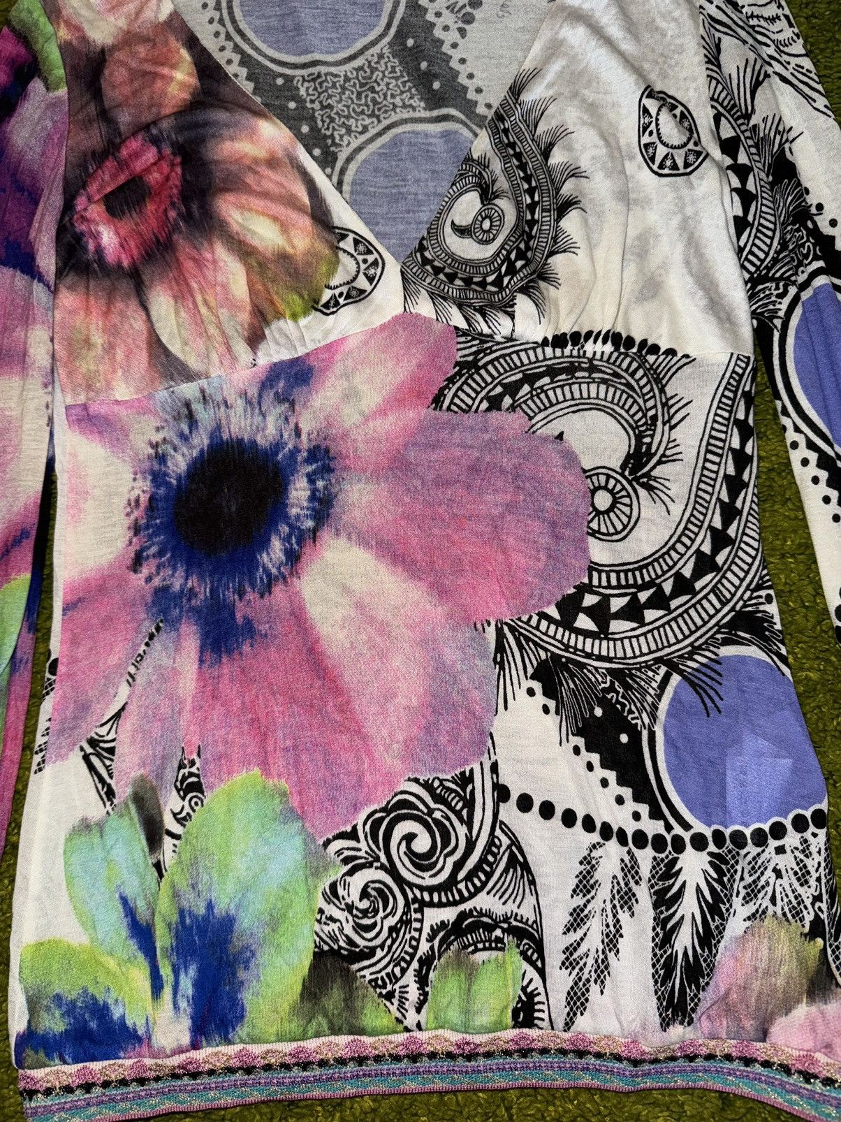 Just Cavalli × Roberto Cavalli Roberto Cavalli 2000s vintage floral pattern Y2K longsleeve Size M / US 6-8 / IT 42-44 - 4 Thumbnail