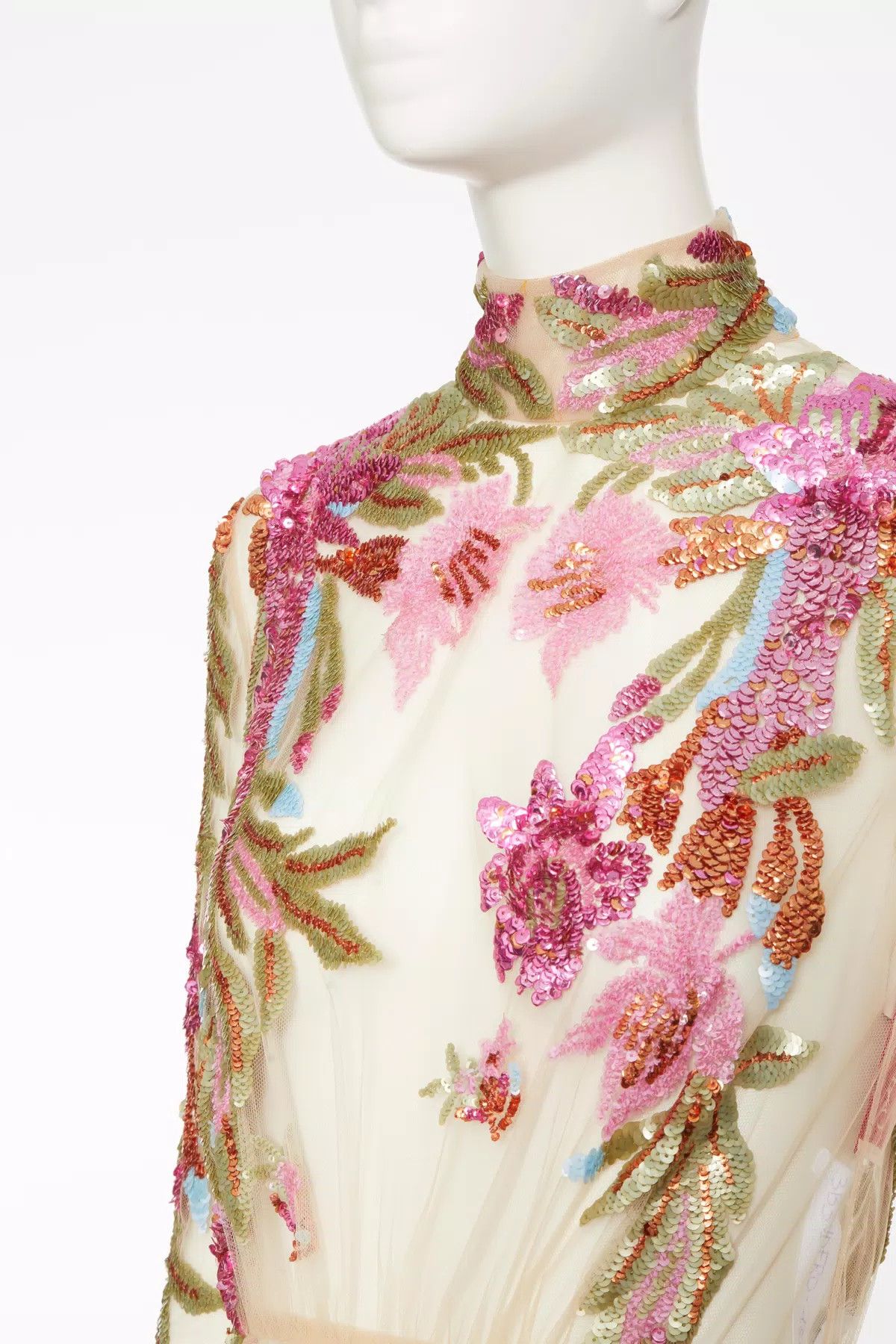 Valentino o1s1wg110625 Embroidered Tulle Illusion Gown in Multicolor Size M / US 6-8 / IT 42-44 - 4 Thumbnail