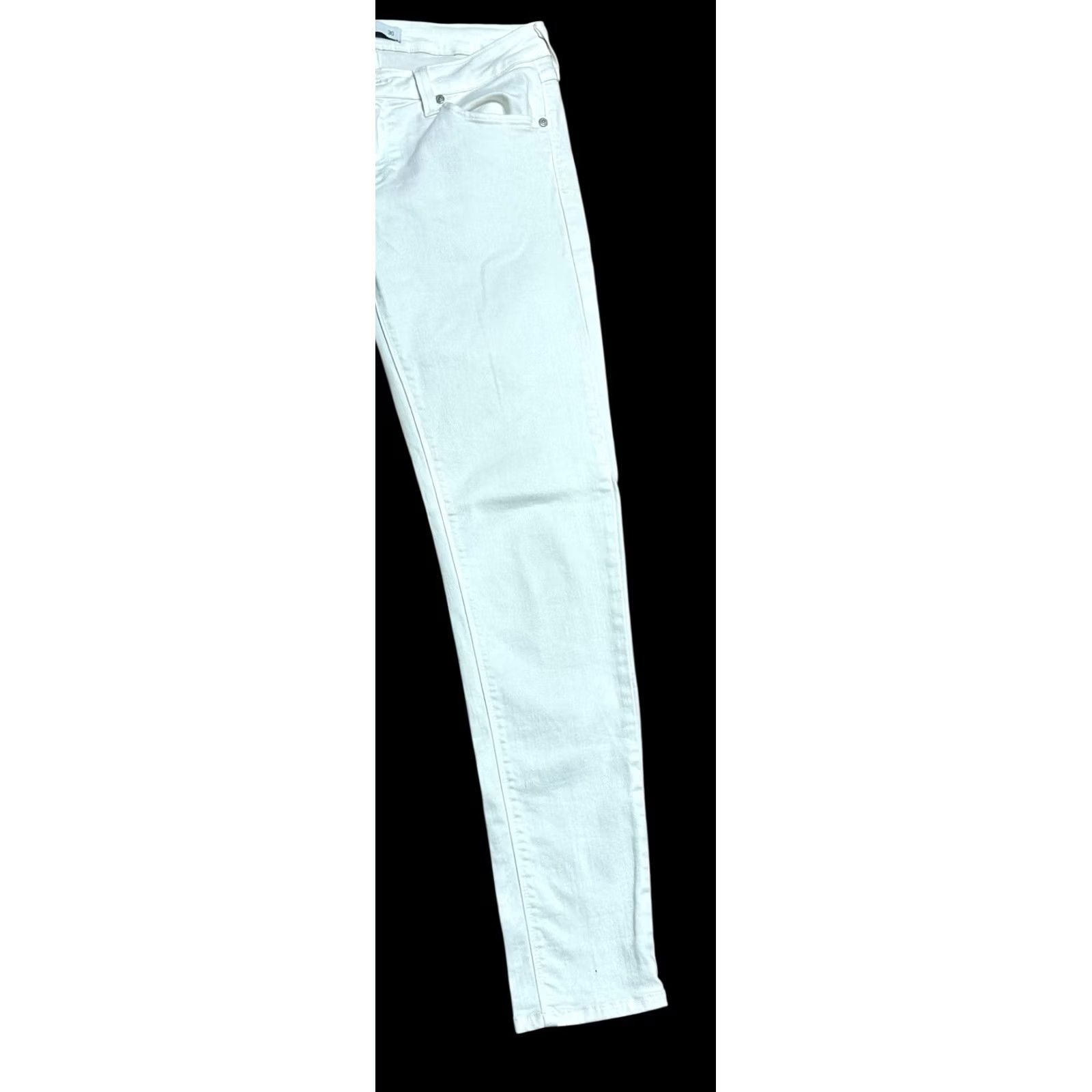 Vintage JUST BLACK Women's 30 Skinny Leg Solid White Denim Jean Pants Stretch 29" Inseam Size 30" / US 8 / IT 44 - 3 Thumbnail