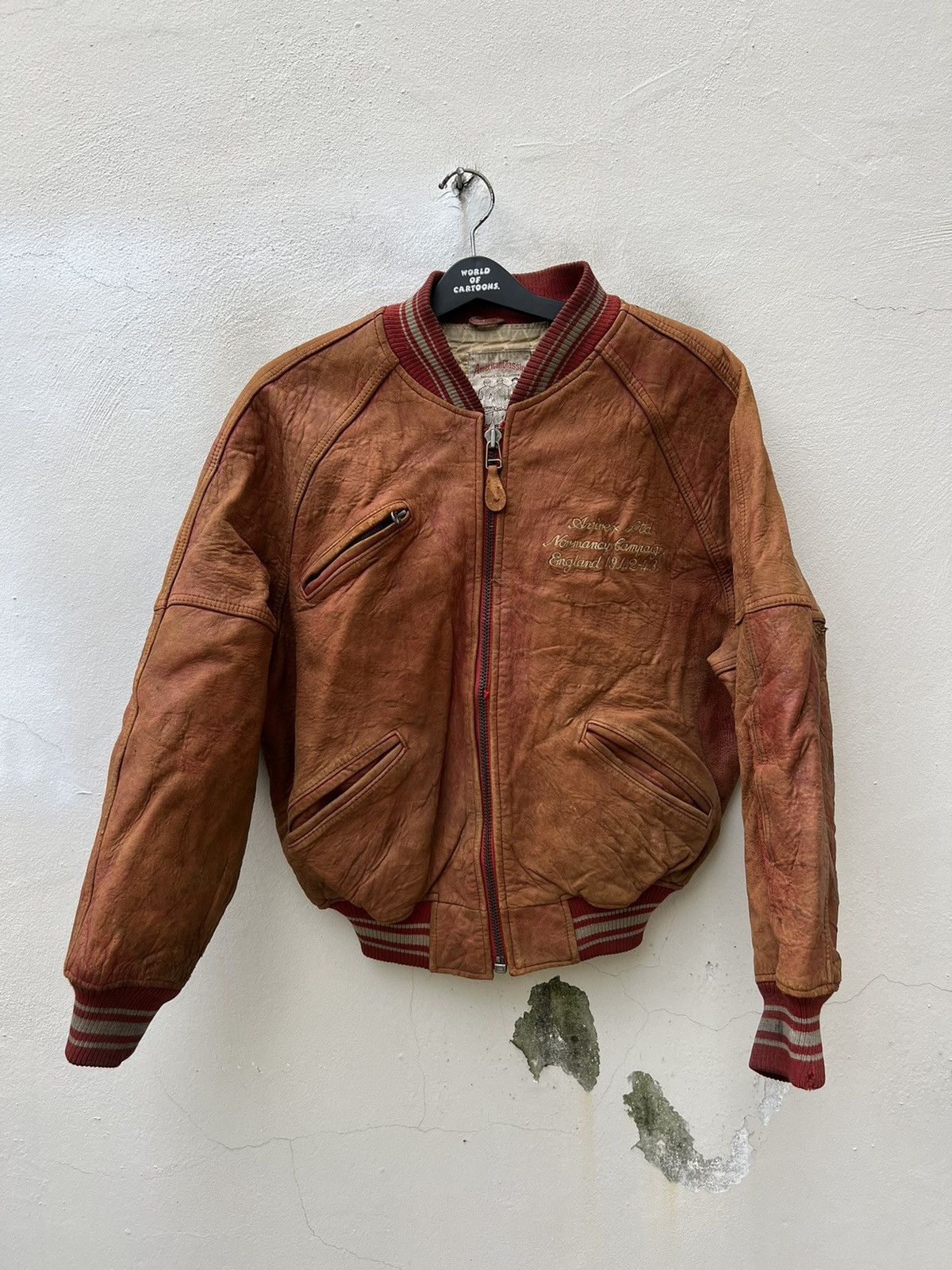 Avirex Vintage 80s 90s Avirex Trashed Leather Flight Bomber Jacket Size US L / EU 52-54 / 3 - 13 Thumbnail