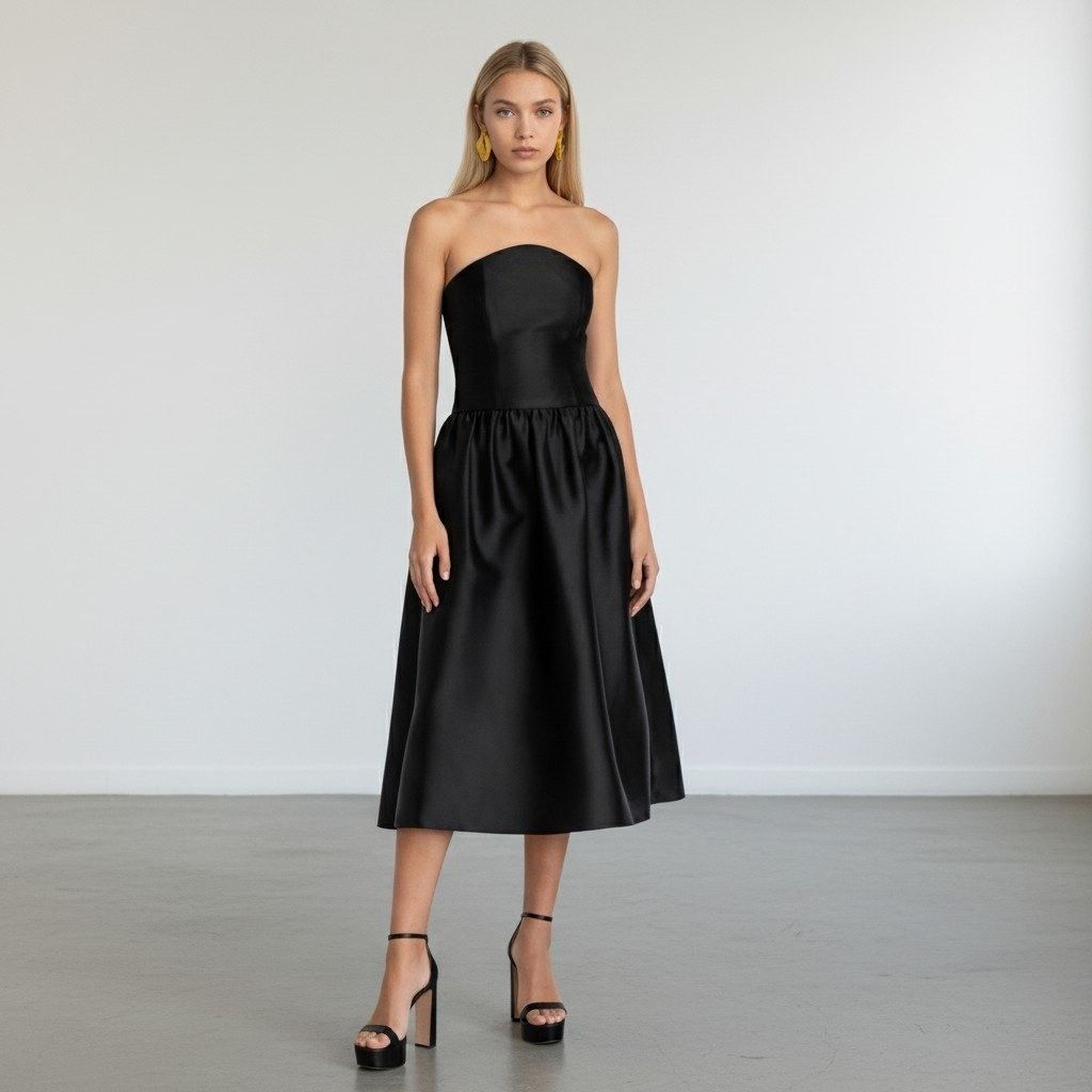 Self-Portrait Self Portrait Taffeta Midi Dress Women 4 Black Formal Dance Size S / US 4 / IT 40 - 18 Thumbnail