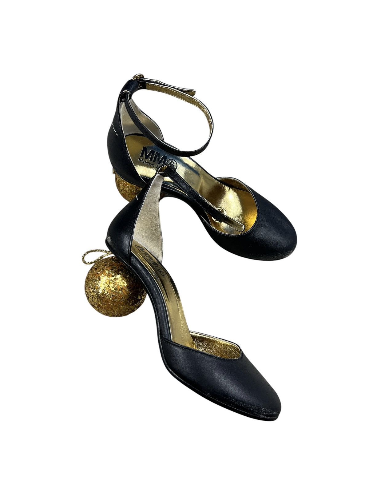 Maison Margiela Maison Margiela MM6 Black Leather Glitter Ball Heels Size US 7 / IT 37 - 17 Thumbnail