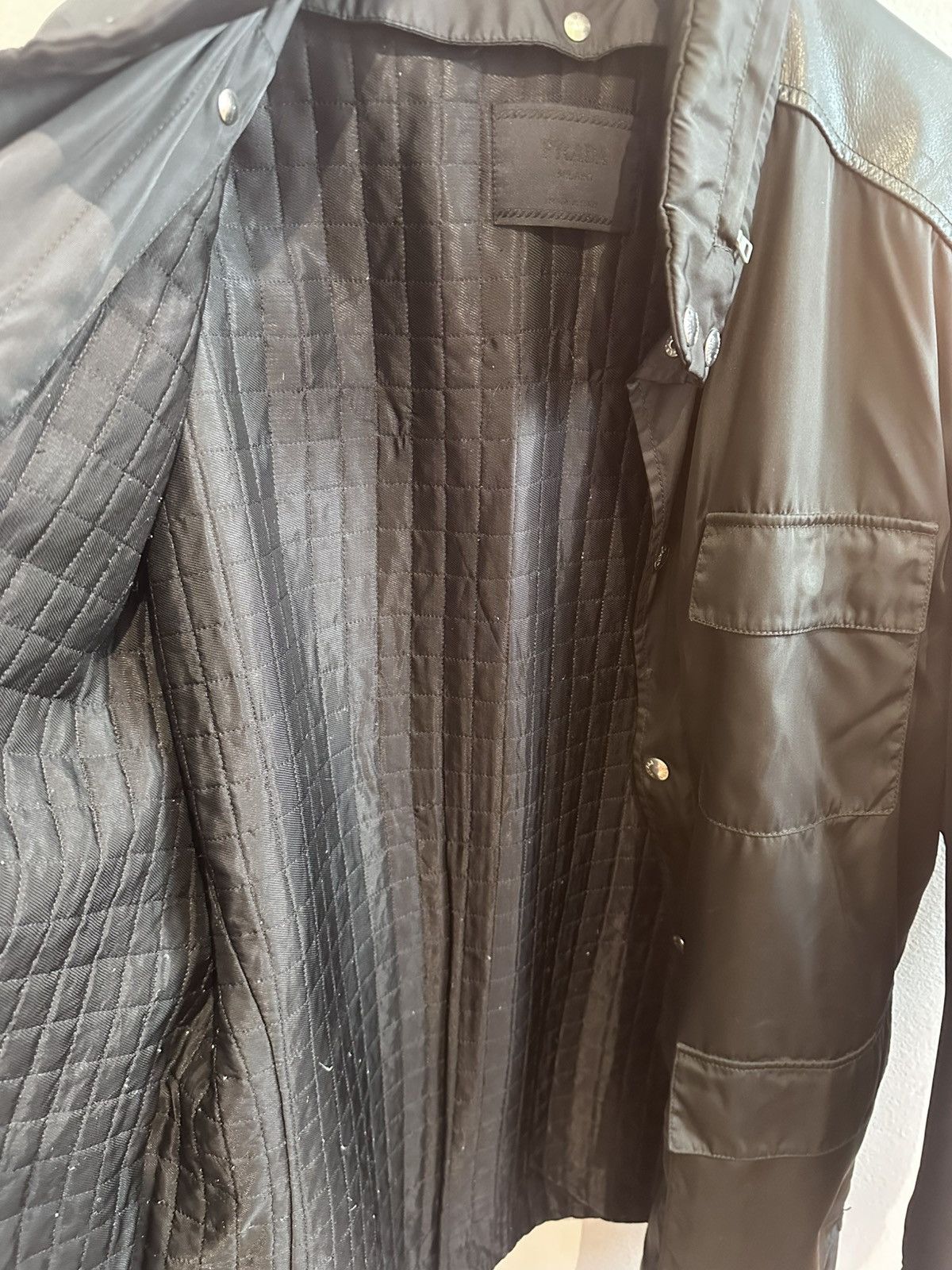Prada Vintage Prada Leather and Nylon Field Jacket Size US L / EU 52-54 / 3 - 4 Thumbnail