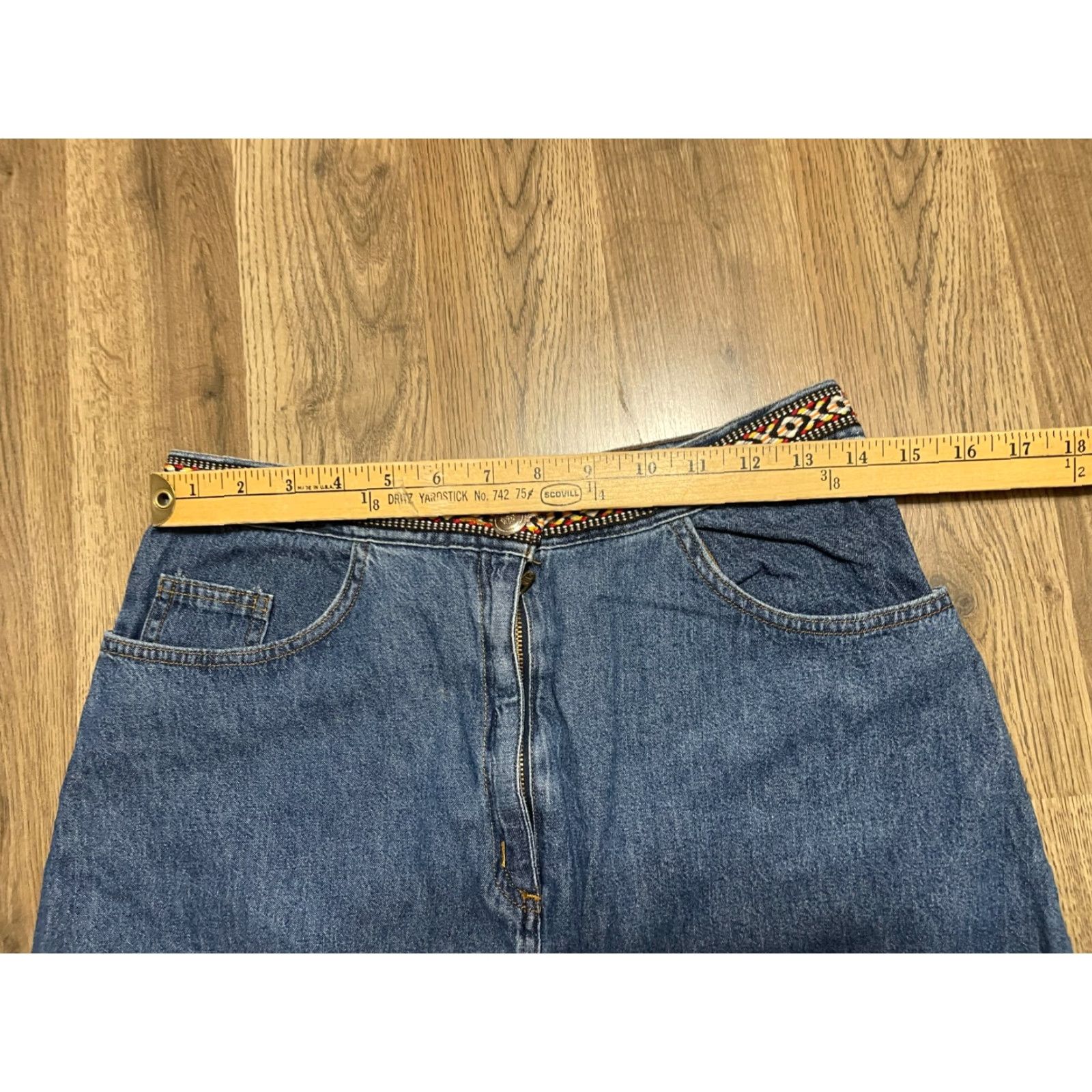 Vintage Impressions Skirt Women's Size Medium Blue Denim A-line Knee Length Size 32" / US 10 / IT 46 - 6 Thumbnail