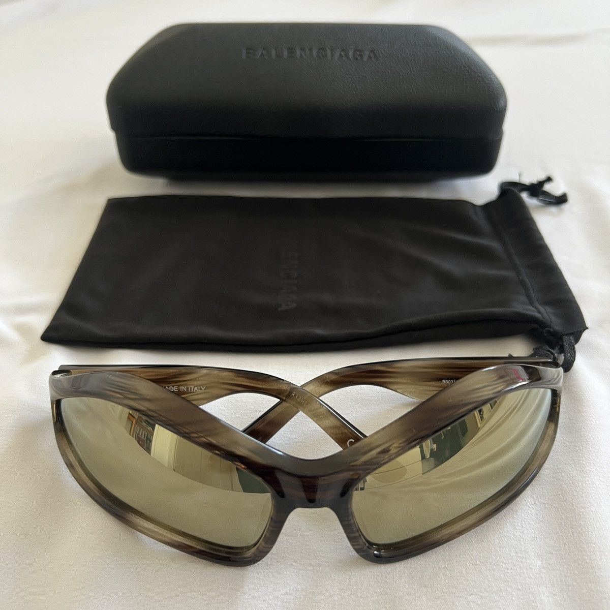 Balenciaga Black Fennec Oval Sunglasses