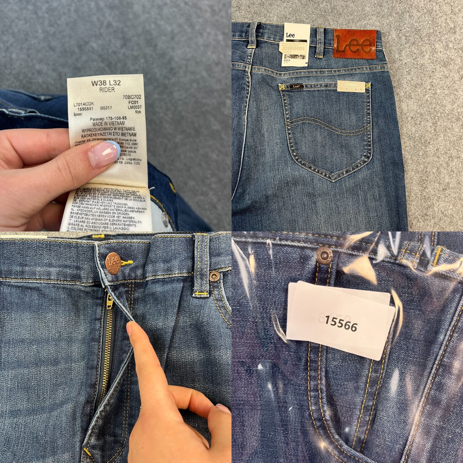 Lee Lee Rider Jeans Slim Straight 38 32 Medium Wash Blue Whiskers Zip Fly BNWTS Mens Jeans Slim Blue 5-Pocket Design Vintage? No Size US 38 / EU 54 - 8 Thumbnail