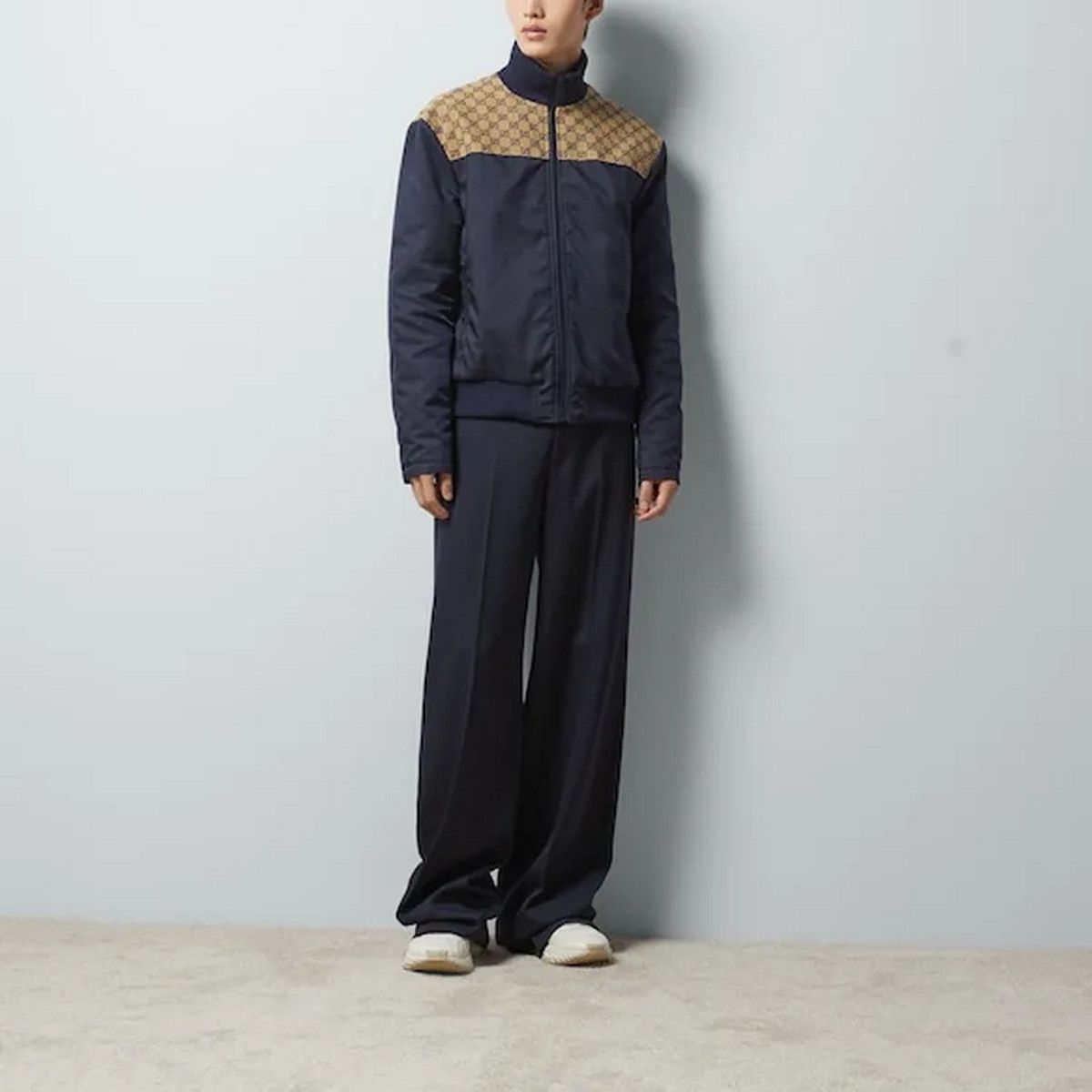 Gucci GUCCI navy blue gabardine wide leg cotton pants Size 32 Size US 32 / EU 48 - 1 Thumbnail
