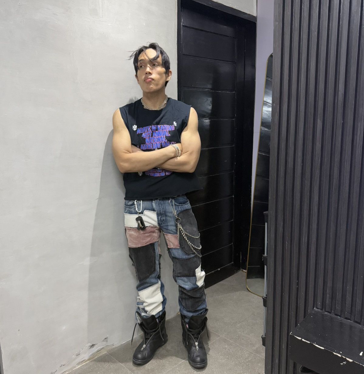 Japanese Brand Distressed Patchwork Denim Jeans Size US 32 / EU 48 - 14 Thumbnail
