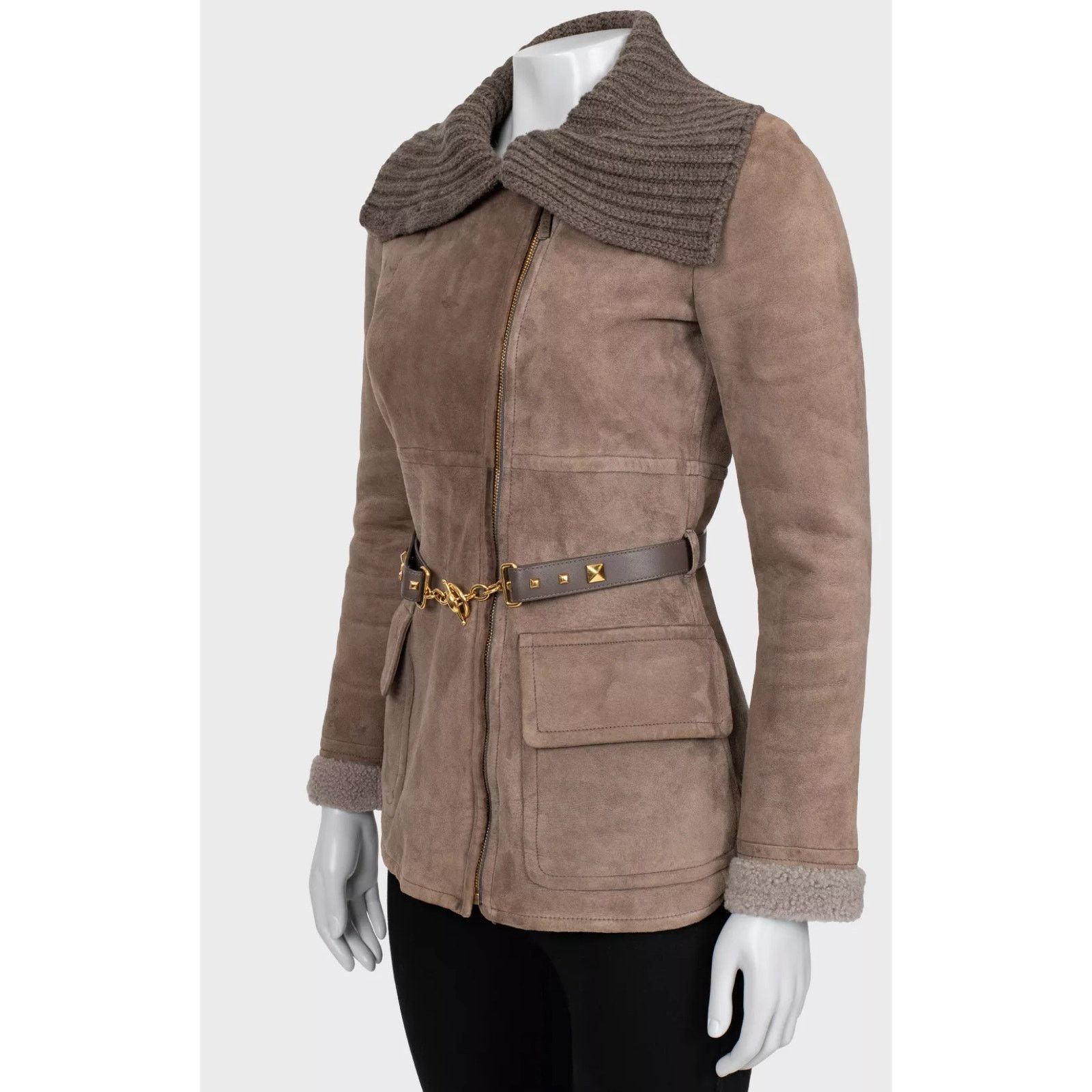 Gucci Gucci Cashmere Collar Belted Shearling Leather Jacket Sz.40 Size S / US 4 / IT 40 - 2 Thumbnail