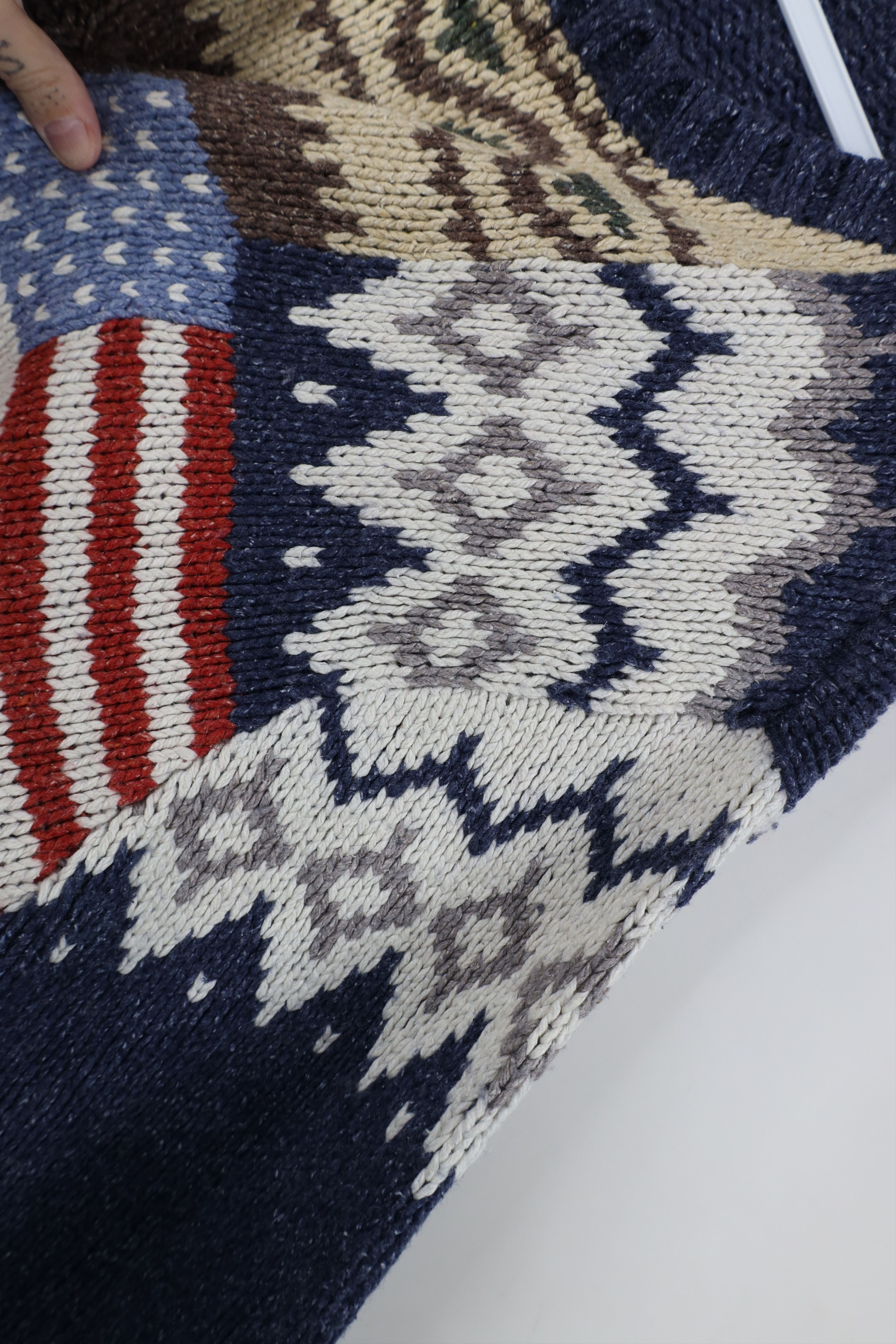Vintage Vintage 90s Streetwear Blend Patchwork USA Flag Knit Sweater Size US XXL / EU 58 / 5 - 10 Thumbnail