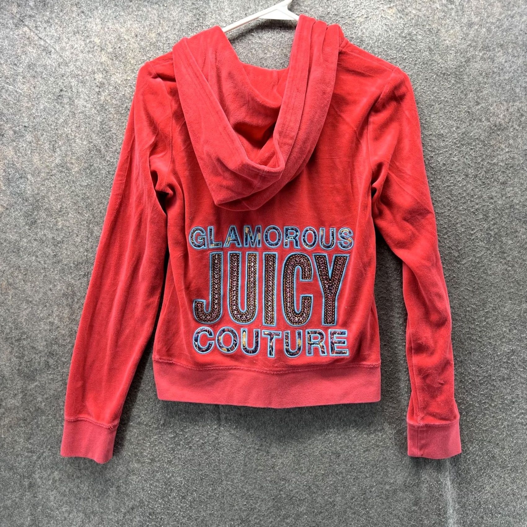 Juicy Couture Juicy Couture Hoodie Womens XS Red Velour Glamorous Logo Full Zip Sweatshirt Size XS / US 0-2 / IT 36-38 - 2 Thumbnail