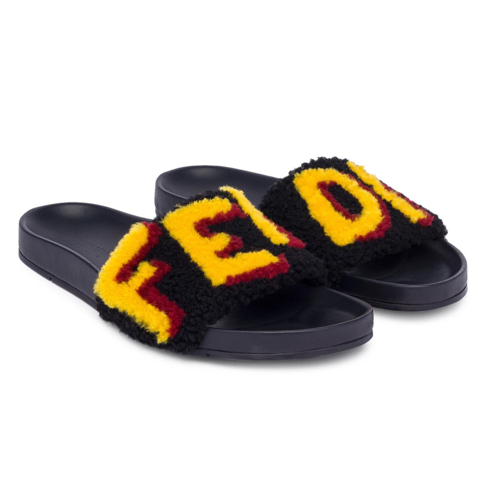Fendi Fendi Mens Shearling Fur Logo Flat Slide Sandal Flip Flop 7 Size US 7 / EU 40 - 2 Thumbnail