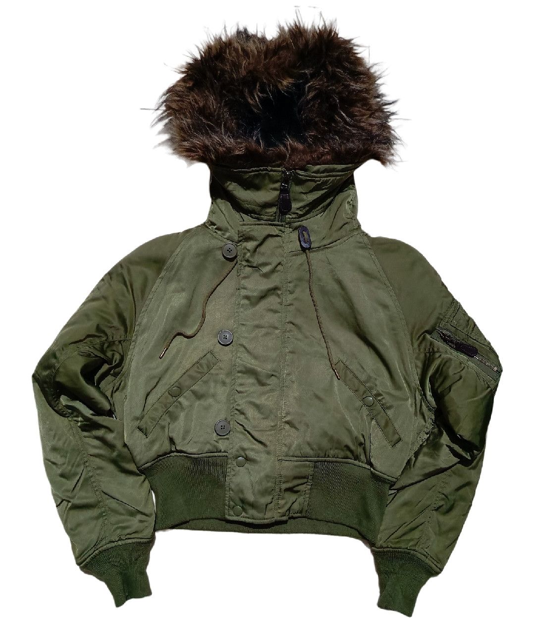 2000's Azul Cropped MA-1 Faux Fur Bomber Jacket