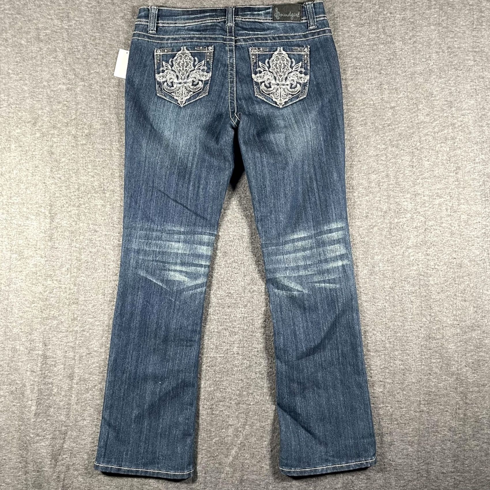 Vintage Soundgirl Jeans Womens Medium Blue Skinny Boot Bootcut Stretch Embellished 13 Size 34" / US 12 / IT 48 - 2 Thumbnail