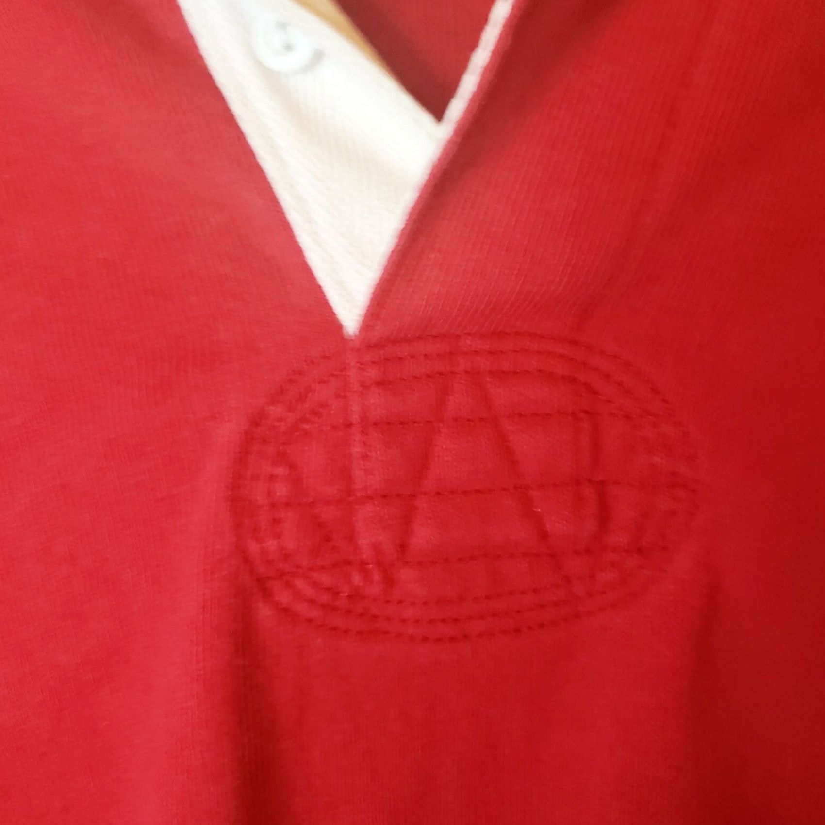 Polo Ralph Lauren Ralph Lauren Polo Shirt Mens L Red Long Sleeve Rugby Logo Embroidered Elbow Shoulder Pads Polo Shirt Red Mens L Size US L / EU 52-54 / 3 - 6 Thumbnail