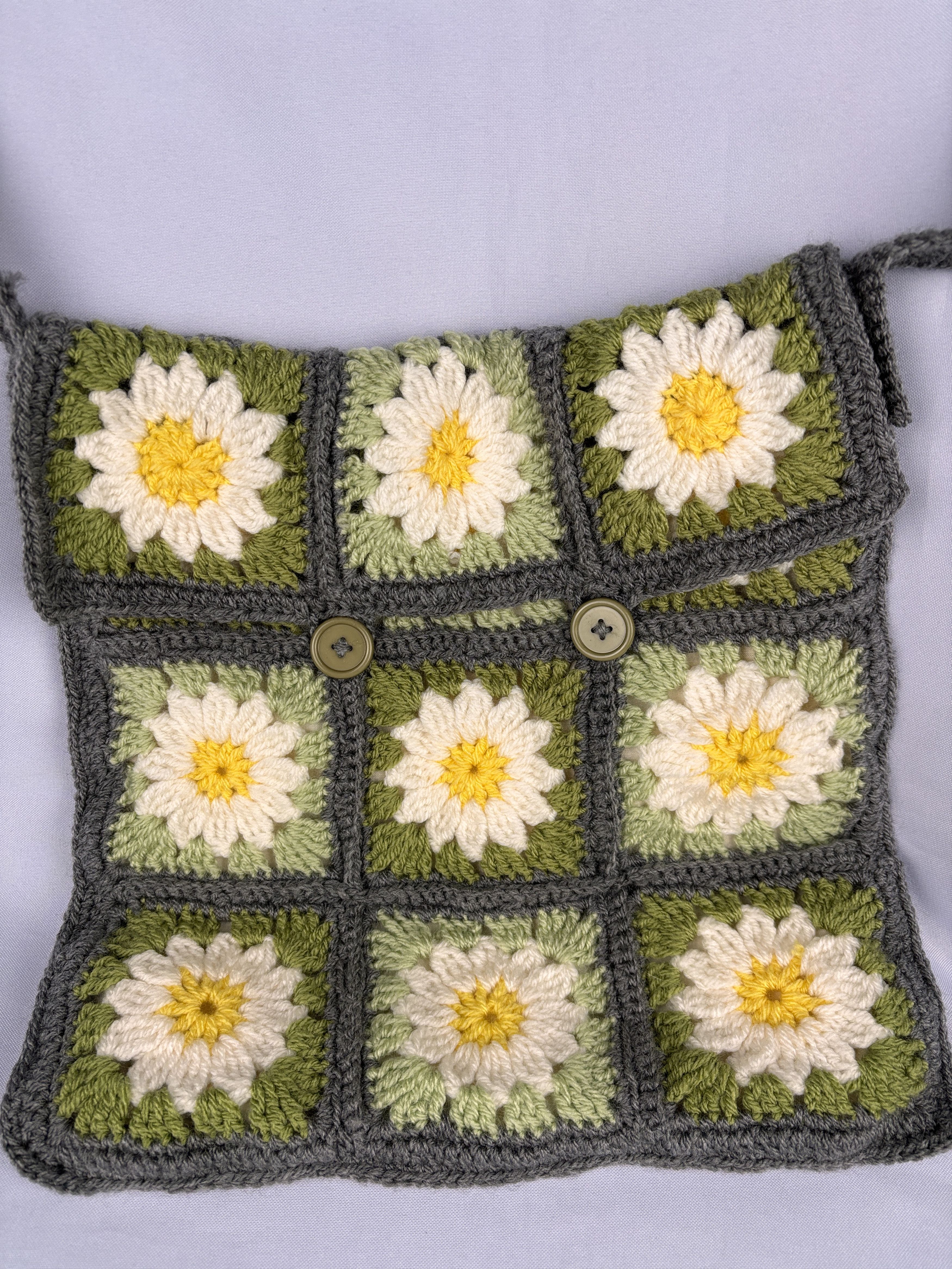 Handmade Crochet Crossbody Shoulder Bag Granny Square Knit Boho Hobo Size ONE SIZE - 4 Thumbnail