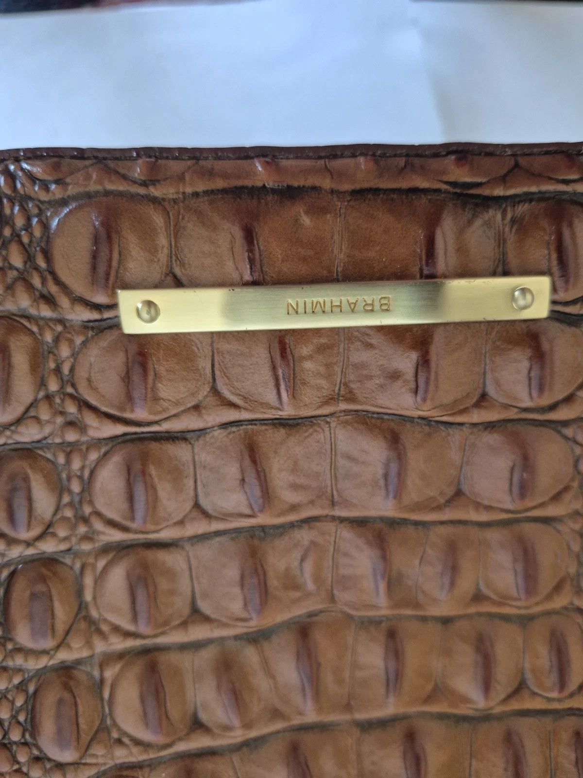 BRAHMIN NWOT Brahmin Bag Pecan Leather Croc Embossed Backpack Size ONE SIZE - 6 Thumbnail