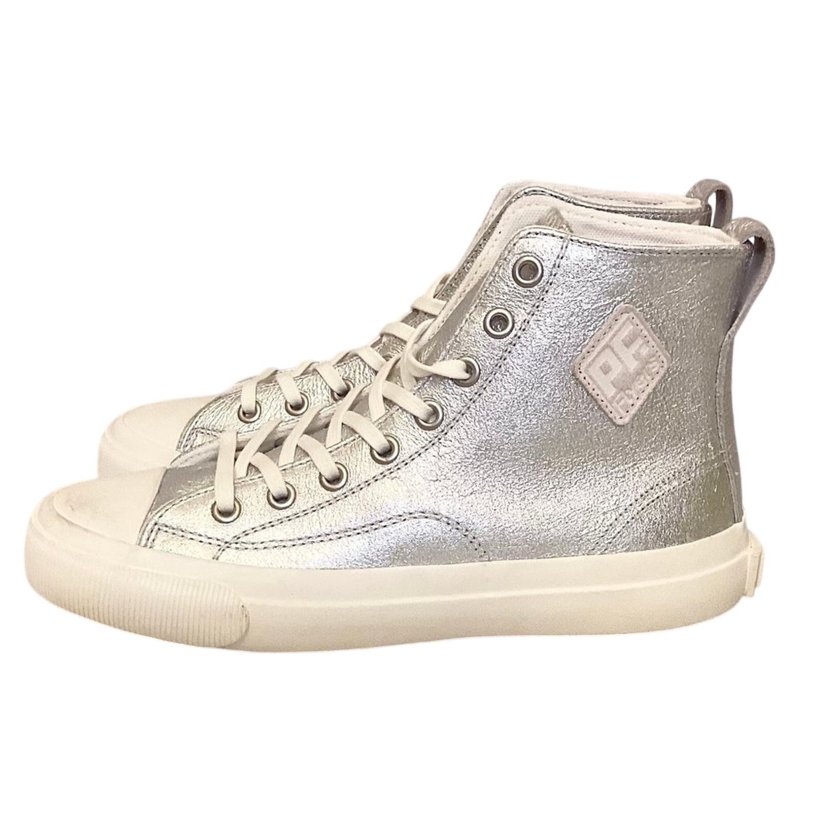 P.F. Flyers P.F. Flyers Silver and White High-Top Sneakers Size US 8 / IT 38 - 2 Thumbnail