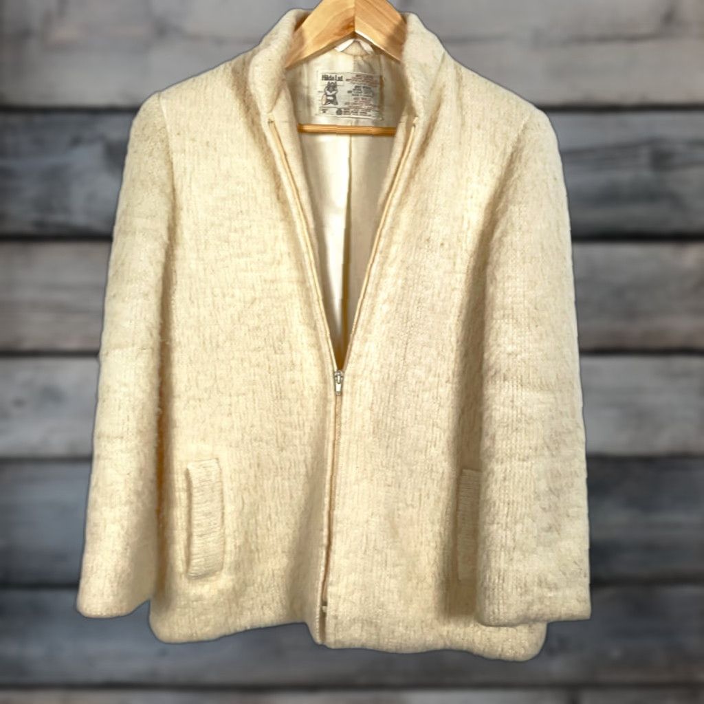 Vintage VINTAGE Hilda Ltd. Pure Wool Zip Sweater Women’s Medium Ivory Lined Sweater Iceland 60s Size M / US 6-8 / IT 42-44 - 1 Thumbnail