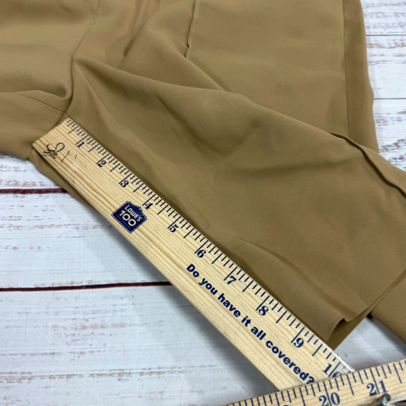 Vintage Urlazh Tan Chino Shorts Womens L Polyester Flat Front Front Center Leg Seam Shop Casual Shorts Womens L Tan Urlazh Size 36" / US 14 / IT 50 - 4 Thumbnail