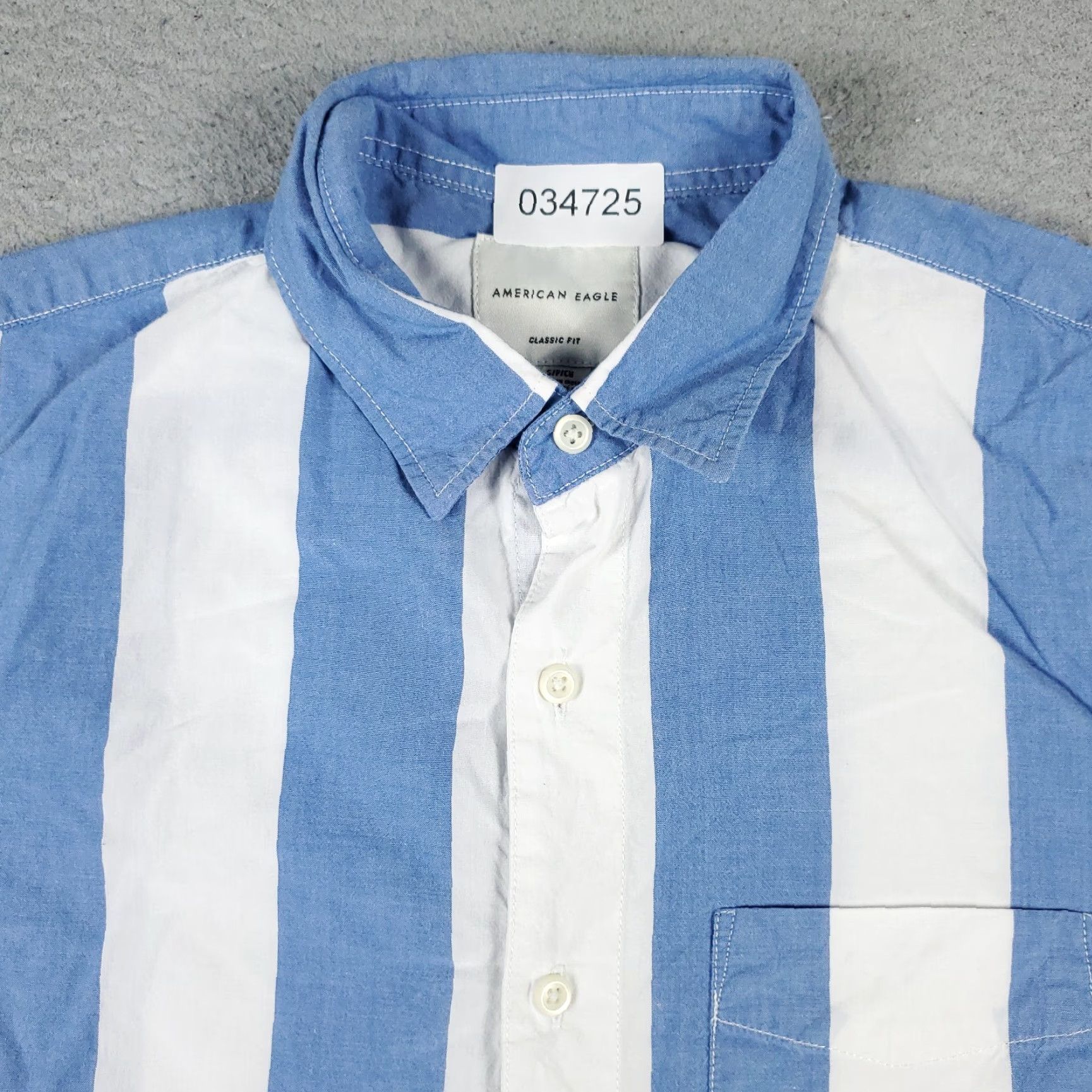 American Eagle Outfitters American Eagle Outfitters Shirt Mens Small Blue White Striped Short Sleeve Button-Up Size US S / EU 44-46 / 1 - 2 Thumbnail