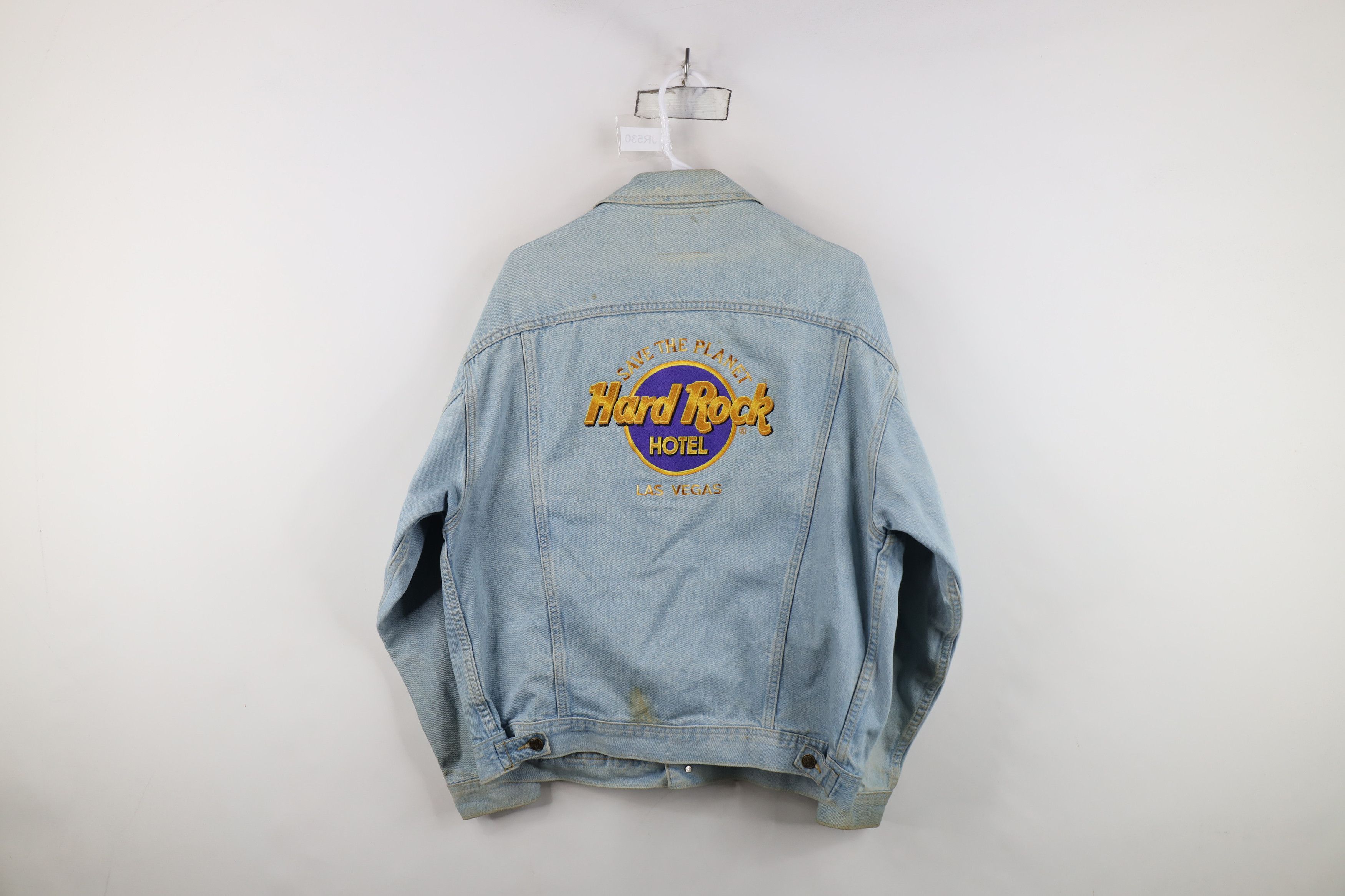 Hard Rock Cafe Vintage 90s Hard Rock Cafe Las Vegas Denim Trucker Jacket Size US L / EU 52-54 / 3 - 13 Thumbnail