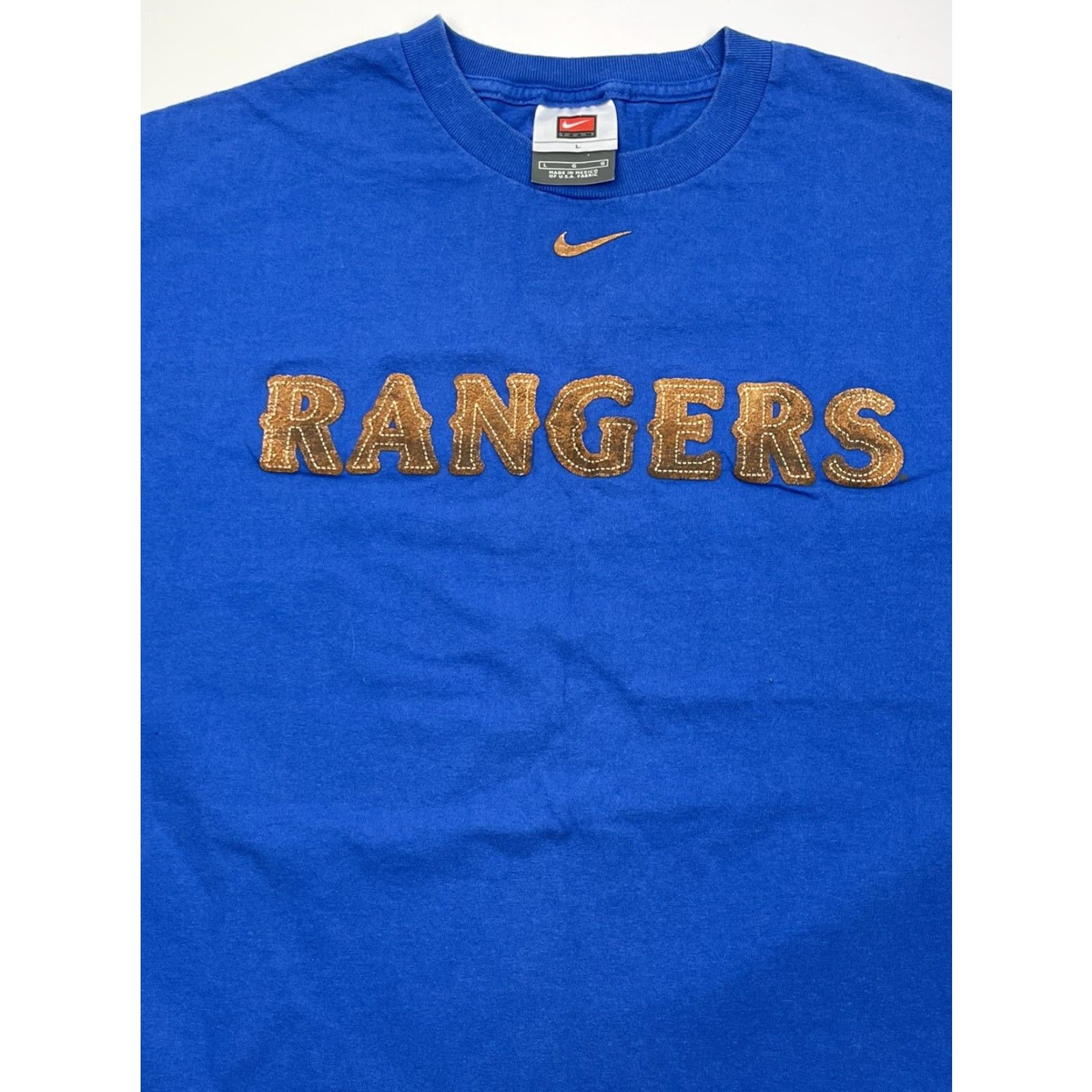 Nike VINTAGE Nike Mens T-Shirt MLB Texas Rangers Center Swoosh Crew Neck Short Sleeve Blue L Size US L / EU 52-54 / 3 - 2 Thumbnail