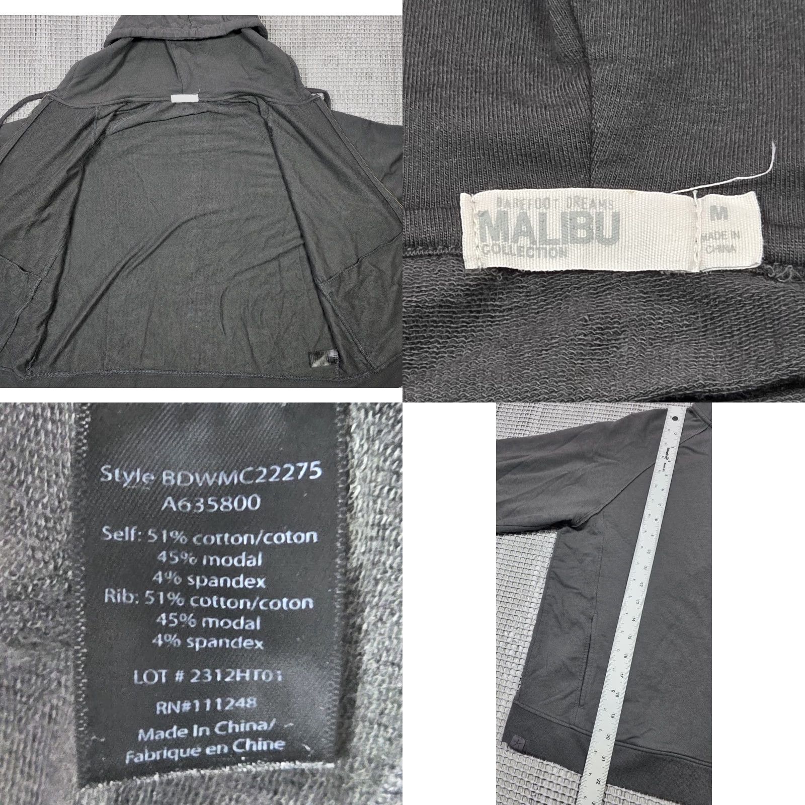 Vintage Barefoot Dreams Malibu Collection Hoodie Women M Dark Grey Zip Up Size M / US 6-8 / IT 42-44 - 8 Thumbnail