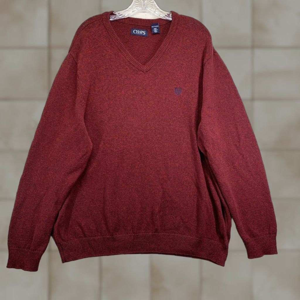 Chaps VINTAGE Ralph Lauren Chaps Men's Sweater Pullover Cable Knit 2XL Long Sleeve Crew Neck Red Wool Fall Winter Casual Size US XXL / EU 58 / 5 - 1 Thumbnail