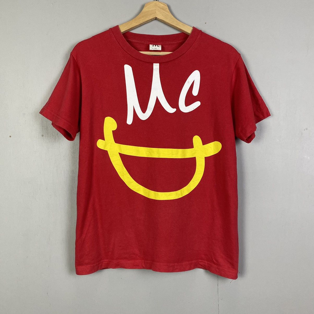 image of Vintage mc Donalds Smile Tshirt in Red, Men's (Size XS)