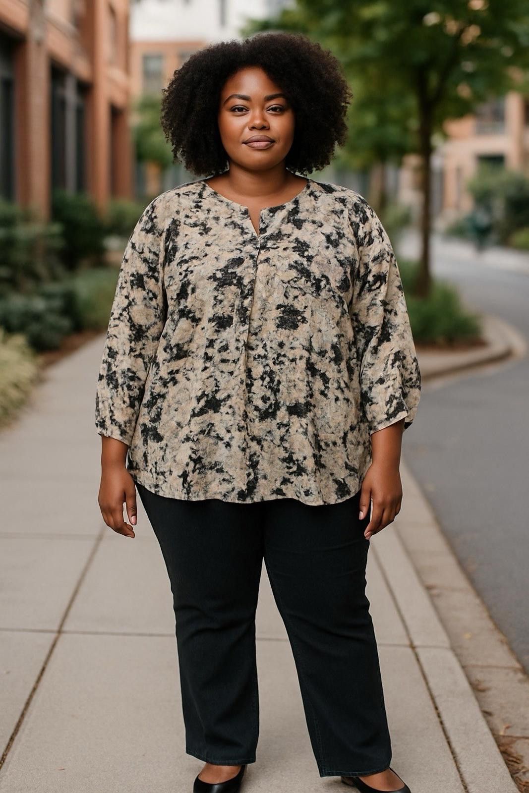 Analog A.N.A Women’s Black Grey Blouse Business Top Plus Size 3X Size 3XL / US 20-22 - 1 Thumbnail