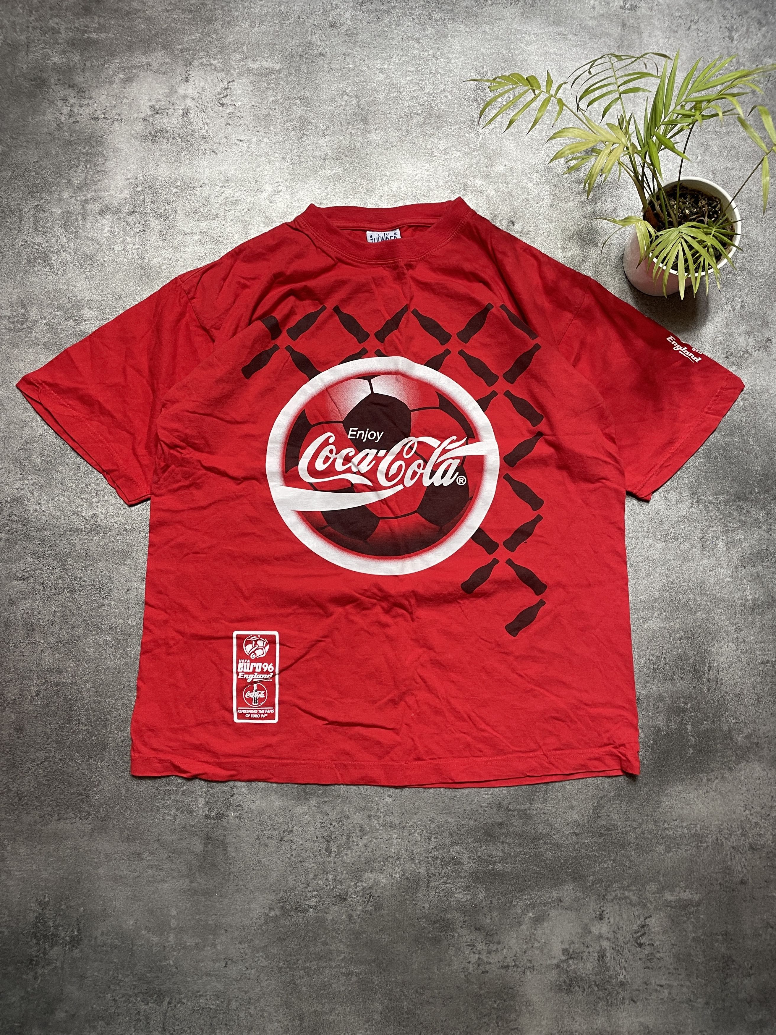 Coca Cola ❗️RARE❗️Vintage 1996 UEFA Euro England Coca Cola T-Shirt Size US L / EU 52-54 / 3 - 1 Thumbnail