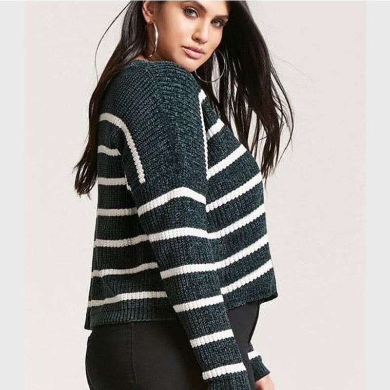Forever 21 Forever 21 Plus | Striped Chenille Sweater | 2x Size XXL / US 16-18 / IT 52-54 - 3 Thumbnail