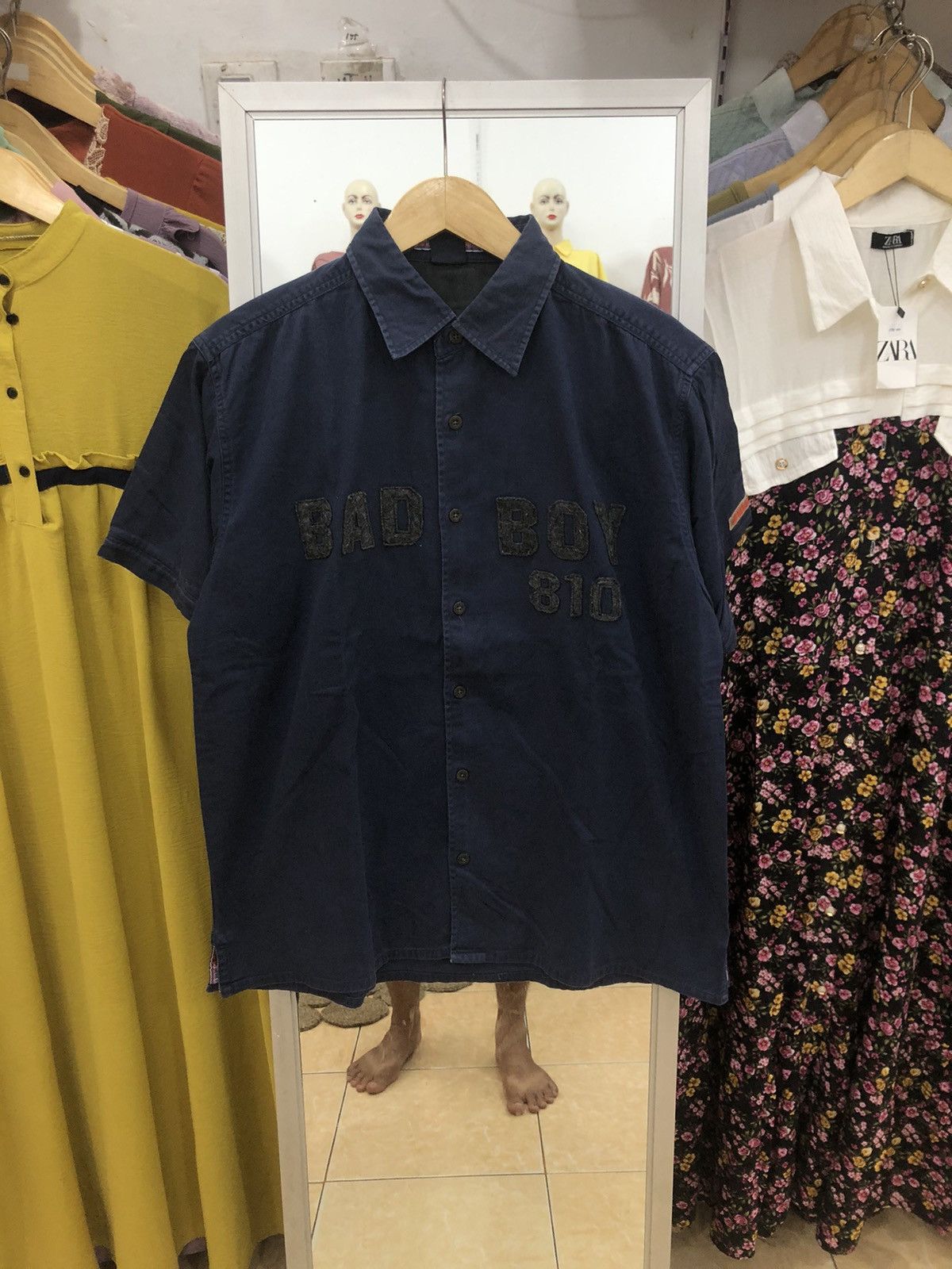 image of Beauty Beast Y2K Badboy Shirt in Navy, Men's (Size Large)