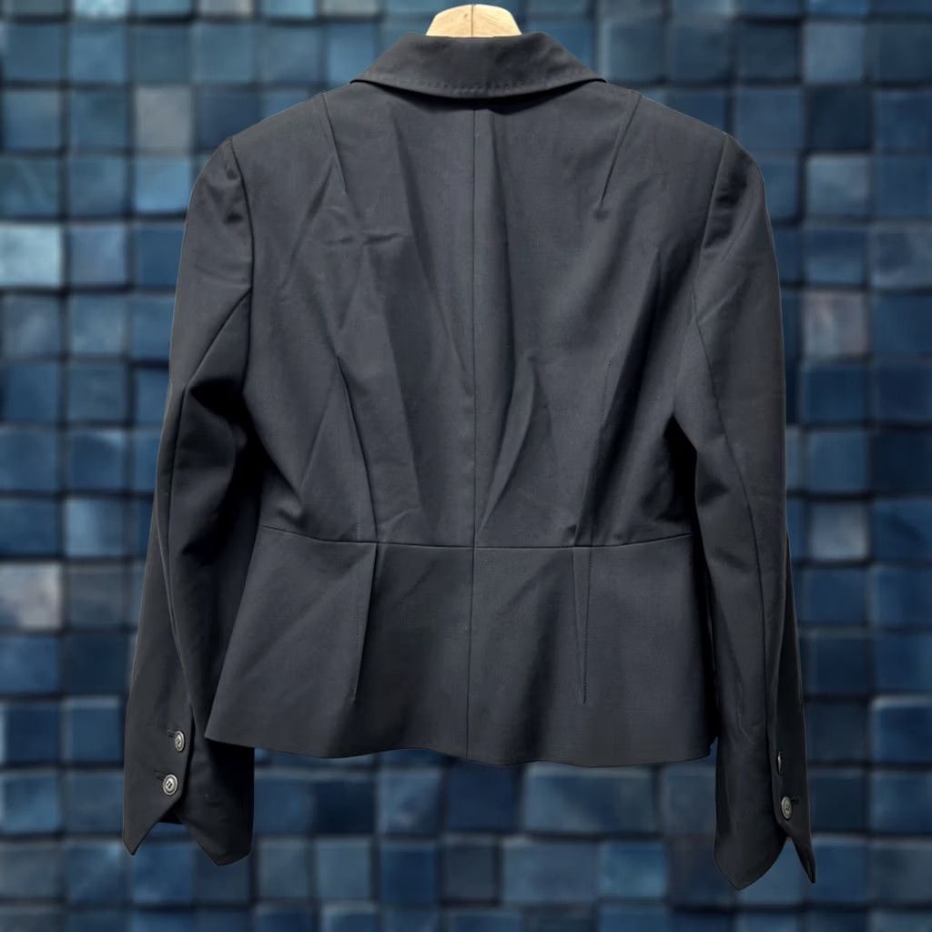 Anne Klein VINTAGE Women AnneKlein Petite Designer Stretch Navy ButtonUp Blazer Suit Jacket 2P Blue Three-Button Peak Lapel Short Sleeve Long Sleeve Size XS / US 0-2 / IT 36-38 - 1 Thumbnail