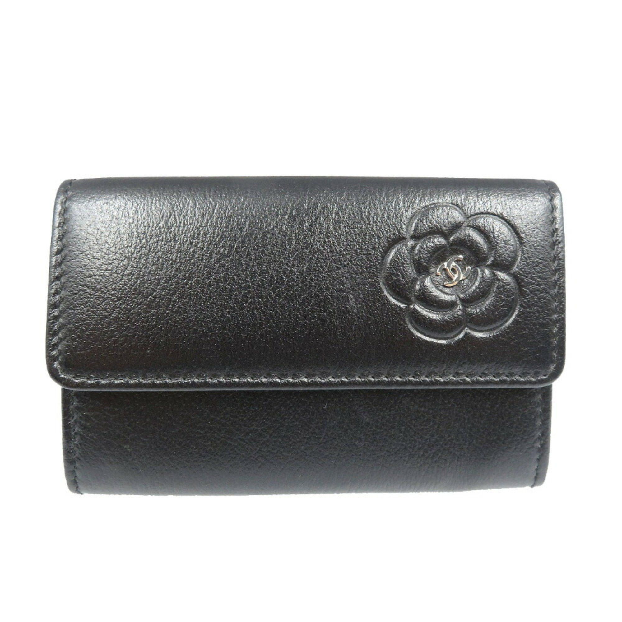 image of Chanel Camellia Cocomark No. 15 Leather Black Card Case, Women's