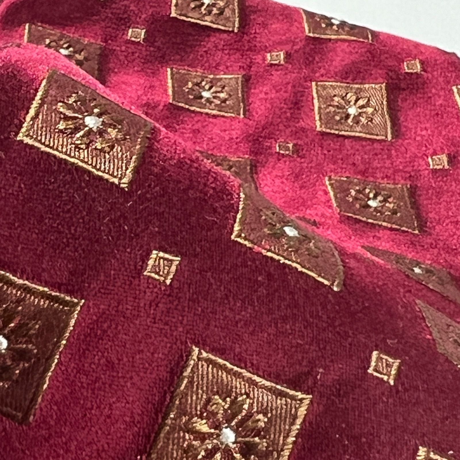Hugo Boss Hugo Boss Men Tie Red Gold 100% Silk Geometric Woven Necktie Size ONE SIZE - 5 Thumbnail