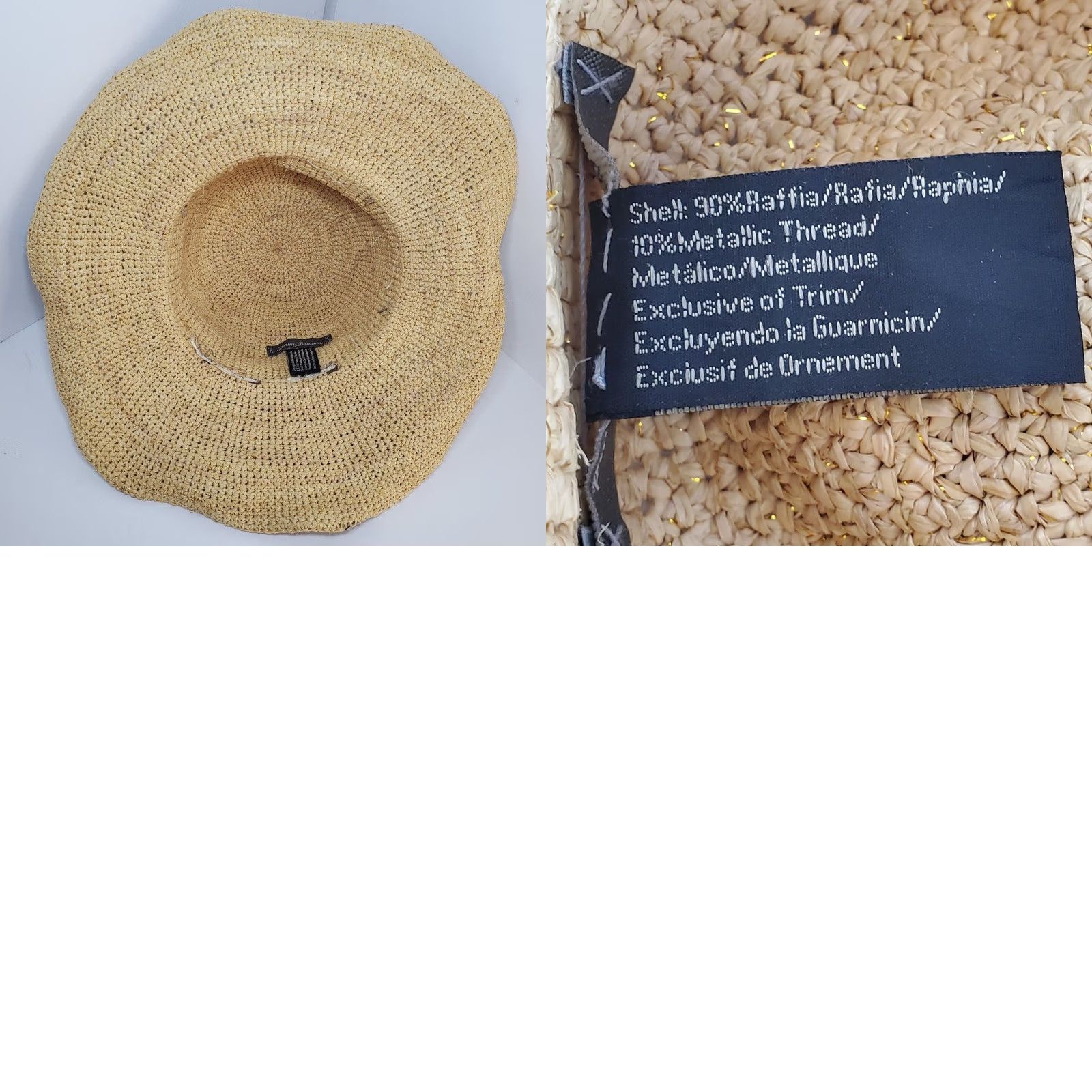 Tommy Bahama Tommy Bahama Hat One Size Adjustable Natural Metallic Tan Straw Raffia Sun Womens Size ONE SIZE - 8 Thumbnail