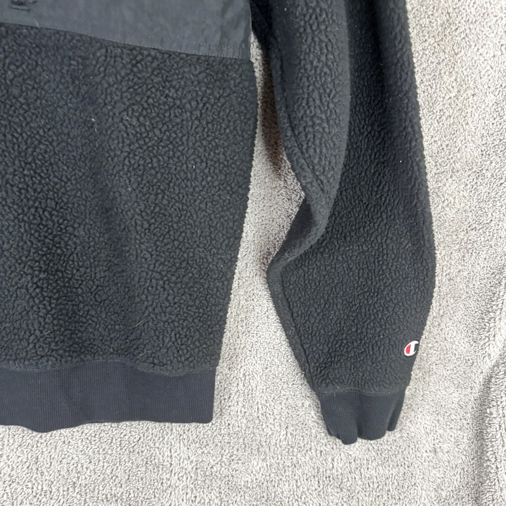Champion Champion Sweatshirt Mens Medium Black Sherpa Fleece Pullover Logo Chest Pocket Size US M / EU 48-50 / 2 - 3 Thumbnail