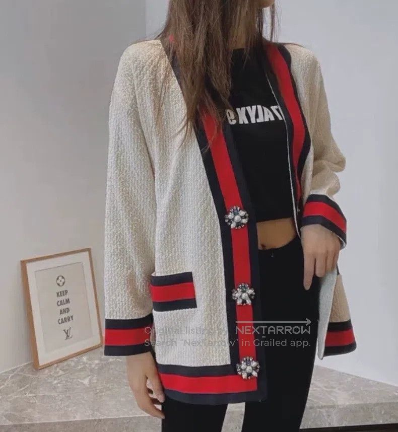 Gucci Gucci Colour block rolled edge cotton V-neck single-breast Size XS / US 0-2 / IT 36-38 - 8 Thumbnail