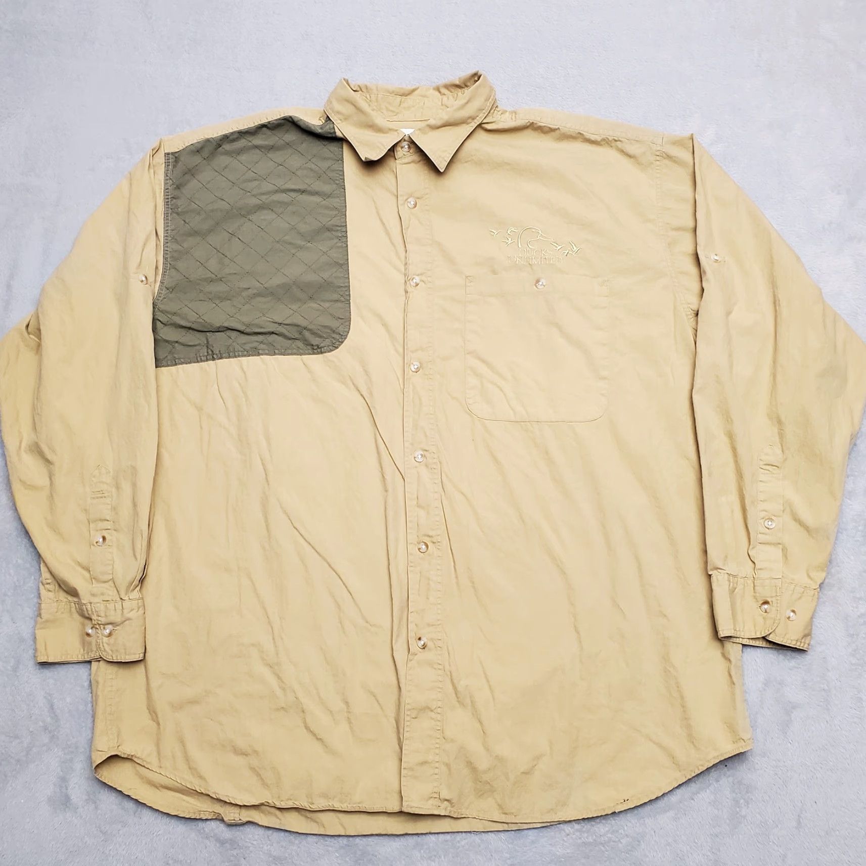 Vintage Ducks Unlimited Shirt Mens XL Brown Button Quilted Shoulder Lightweight Shooters Size US XL / EU 56 / 4 - 2 Thumbnail