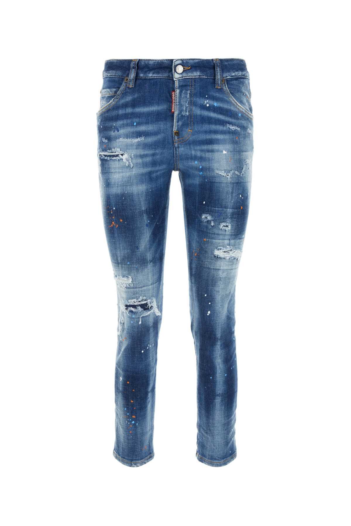 image of Dsquared2 Stretch Denim Cool Girl Jeans in Blue, Women's (Size 26)