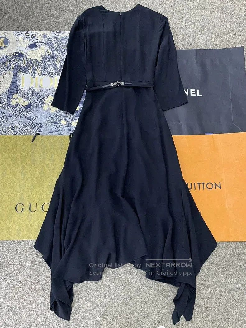Hermes Hermes Black Tie Irregular Hem Dress. Size US 38 / EU 54 - 2 Thumbnail