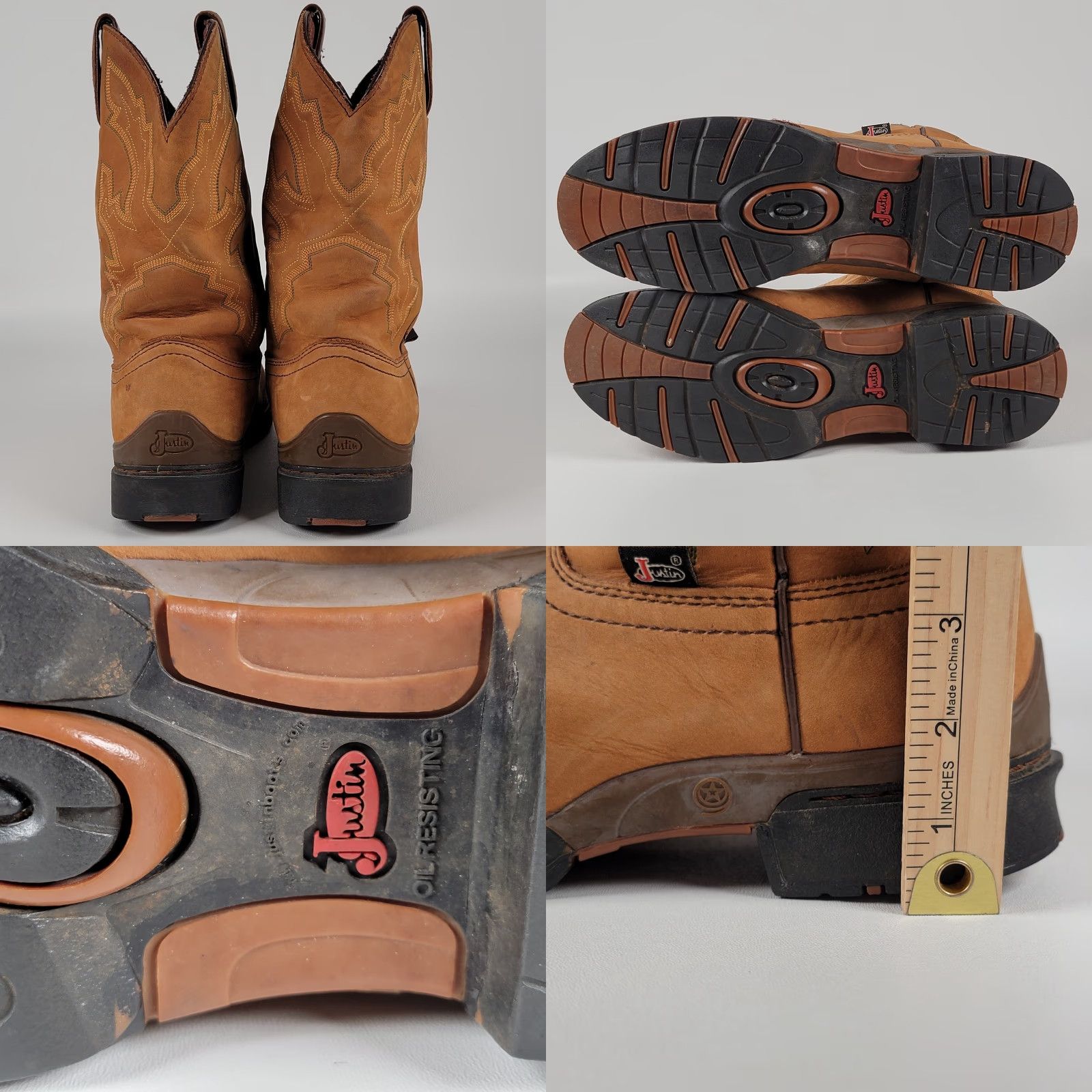 Justin Boots Justin Boots Western Boots L9017 Brown Leather Roper Women's 9 B Shaft Mid-Calf Pull On Block Heel Casual 3 Season Western Theme Size US 9 / IT 39 - 8 Thumbnail