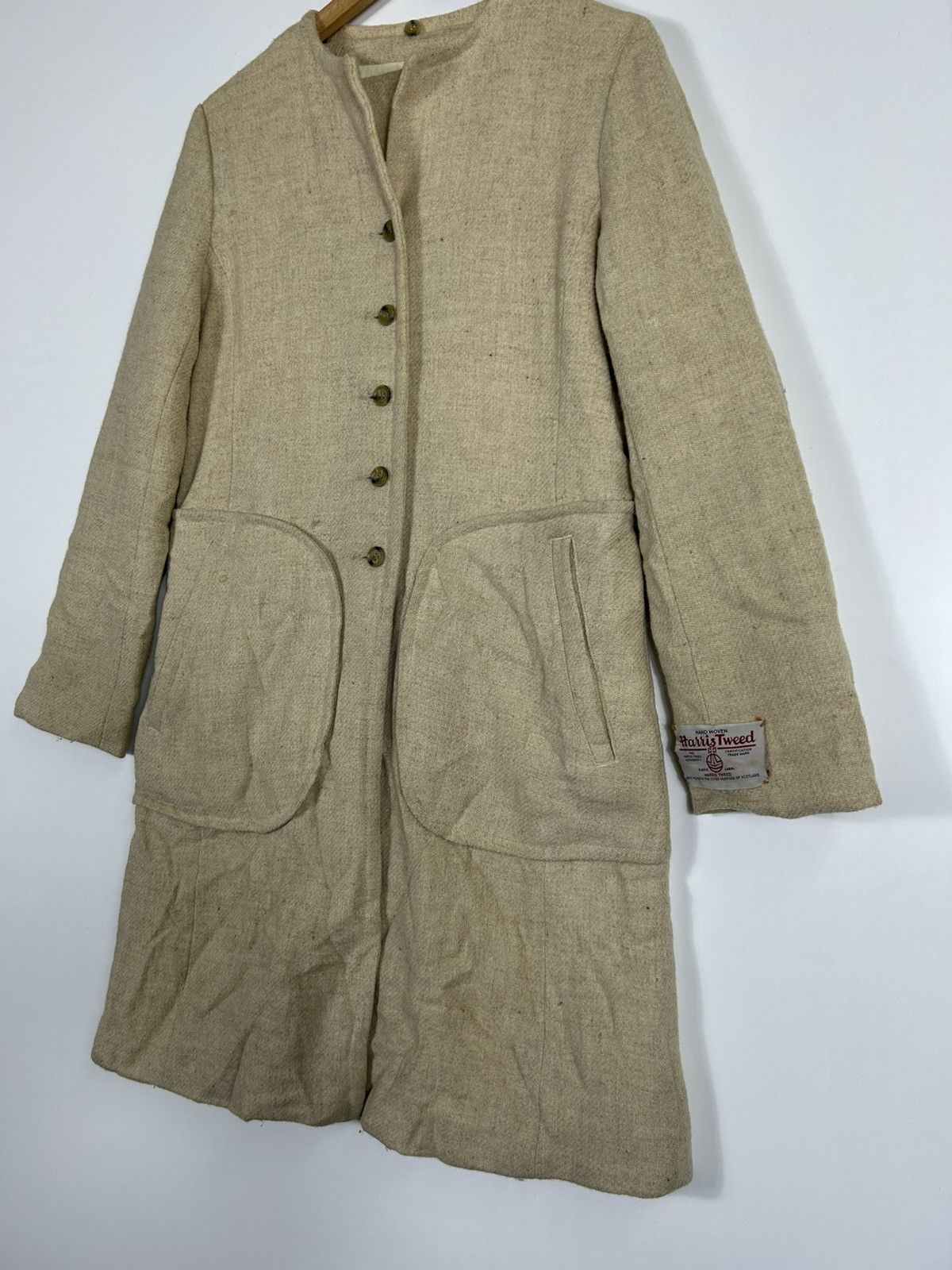 American Rag × Harris Tweed × Vintage ⚡️Vintage American Rag Cle Harris Tweed Button Long Coat Size S / US 4 / IT 40 - 3 Thumbnail