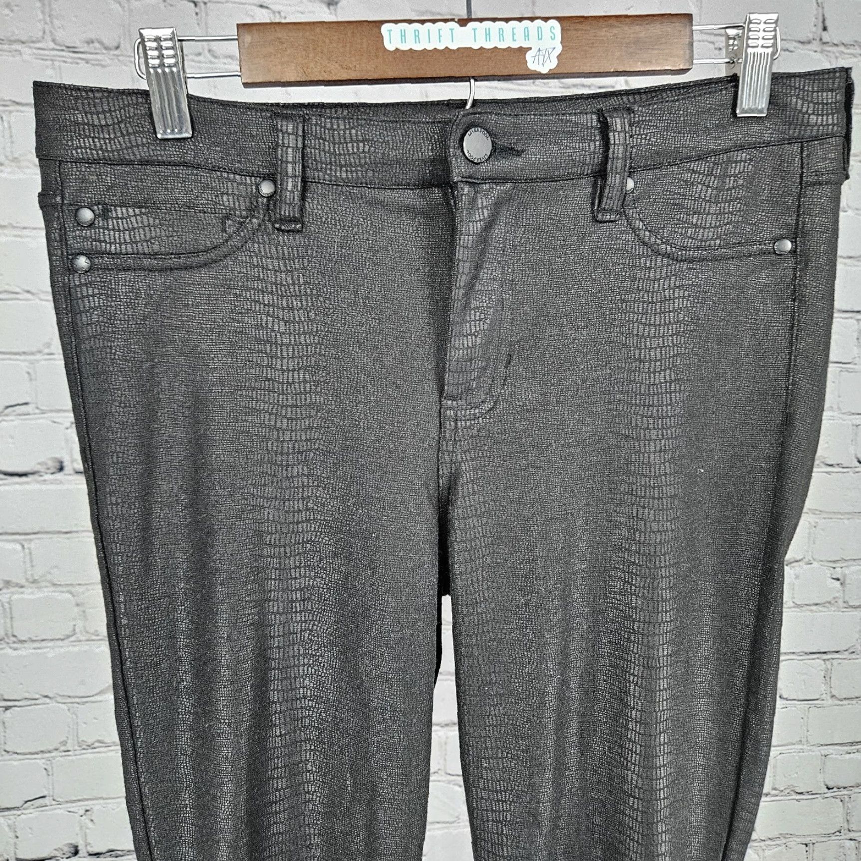 Vintage Liverpool Black Snakeskin Print Mid Rise Skinny Jeans Jeggings 8 29x27 Womens Size 30" / US 8 / IT 44 - 6 Thumbnail