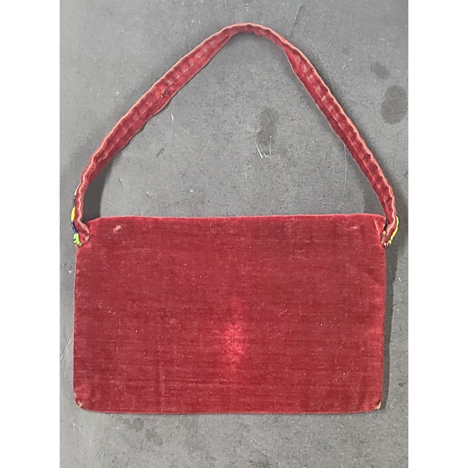 Velvet VTG 50s Beaded Velvet Clutch Purse Red Floral Design Women Purse Vintage Velvet Clutch Red Size ONE SIZE - 5 Thumbnail