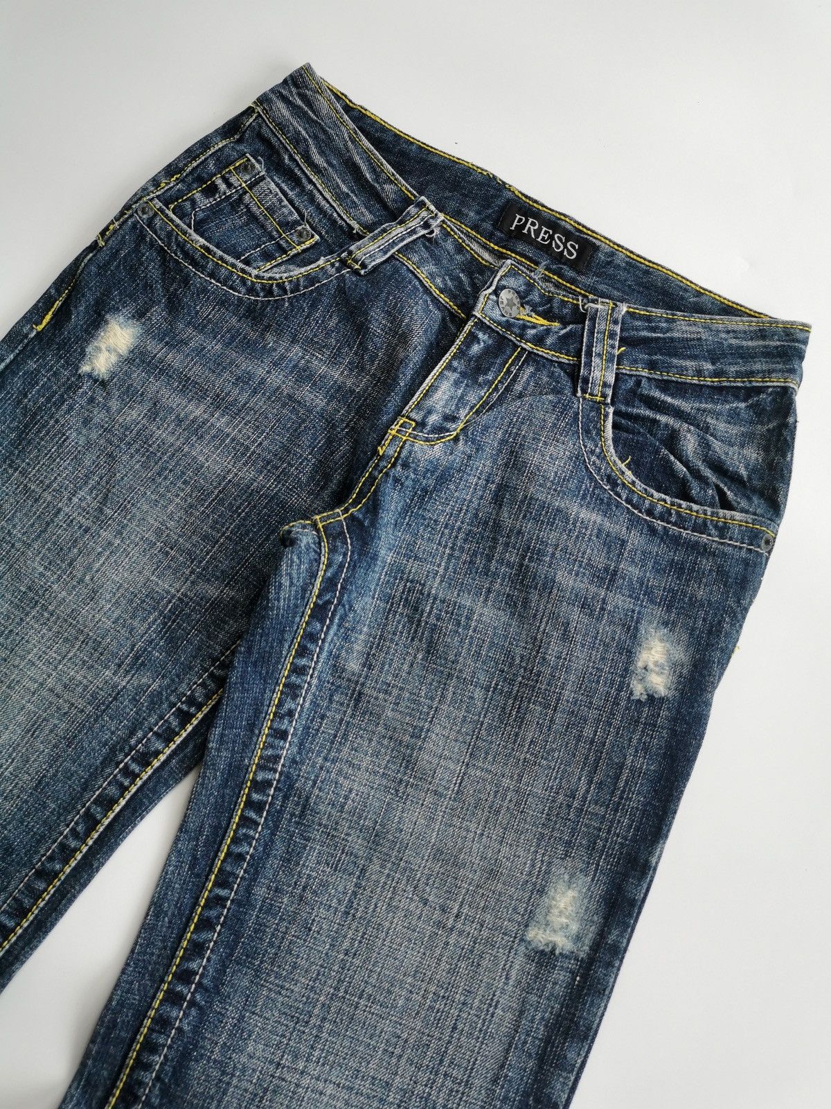 Japanese Brand Flared Bootcut Press Japan Distressed Jeans Size US 28 / EU 44 - 3 Thumbnail