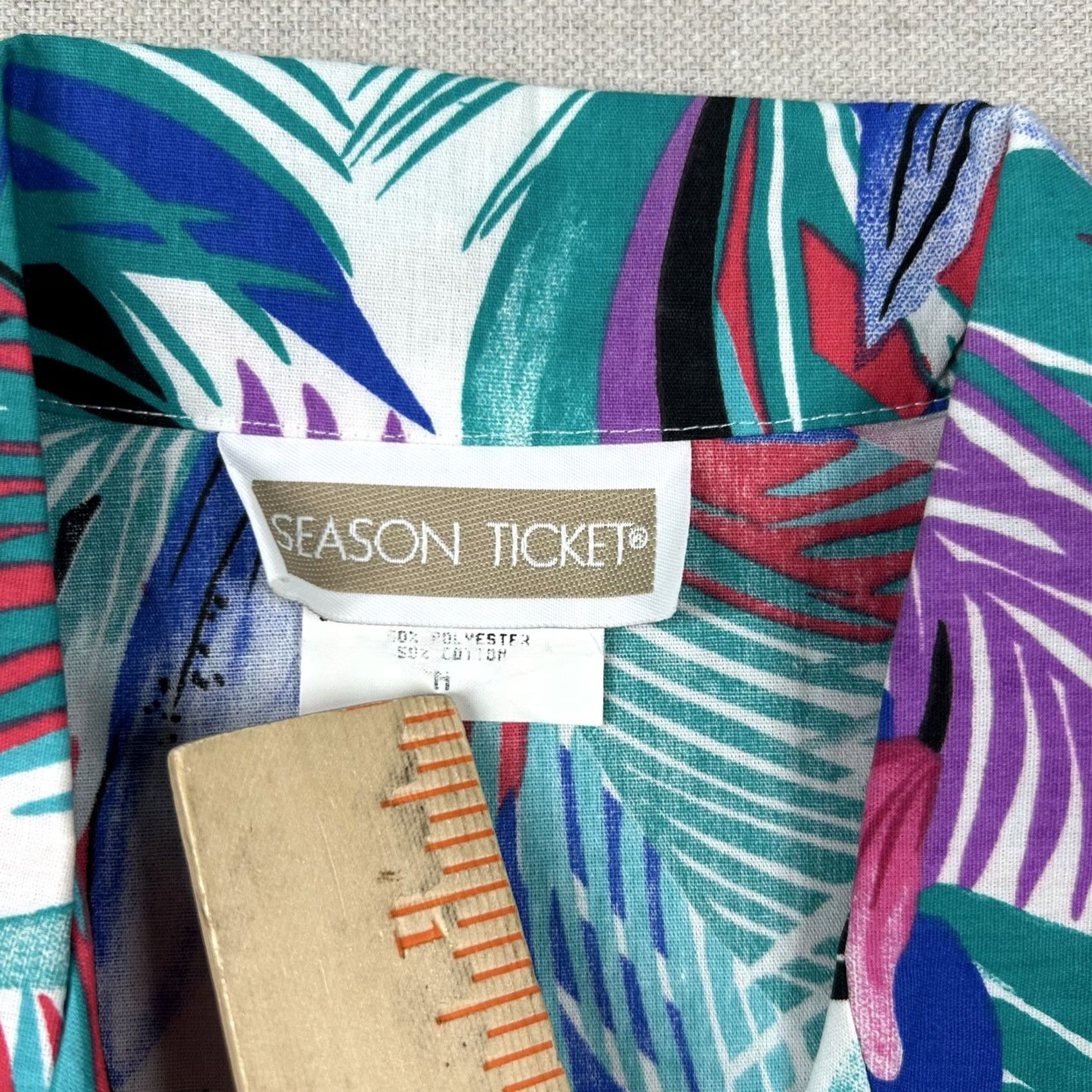 ALOHAS VINTAGE Season Ticket Shirt Women M Hawaiian Aloha Tiki Floral Tropical 80s USA Size M / US 6-8 / IT 42-44 - 3 Thumbnail